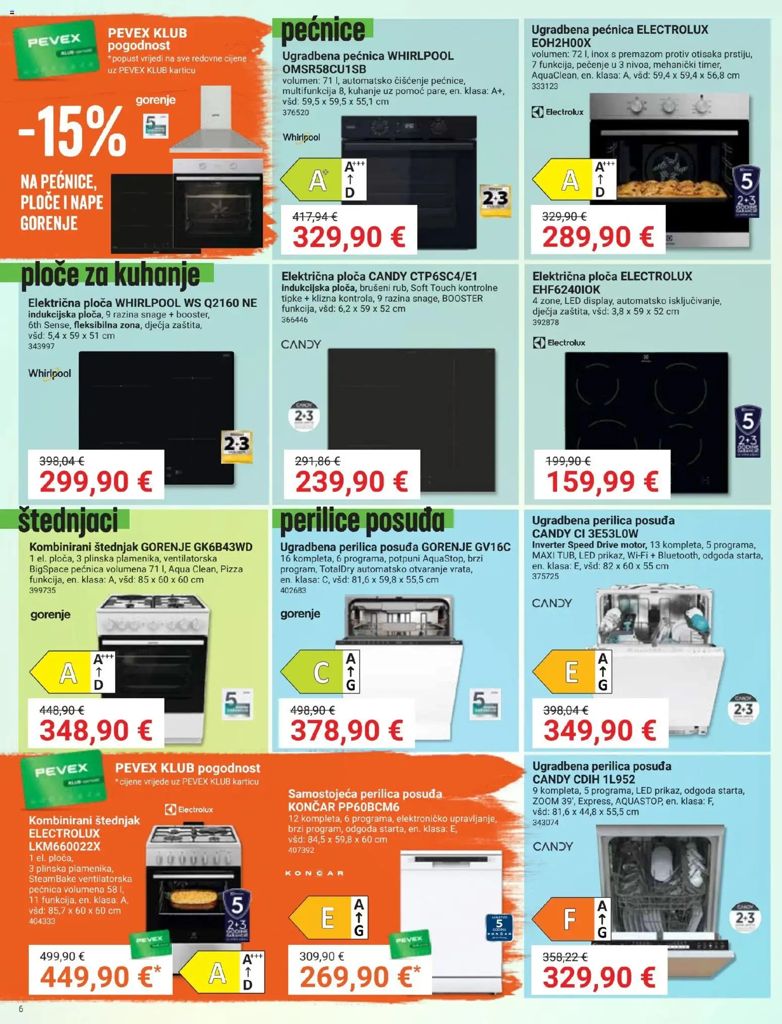 Pevex katalog | vrijedi od 23.10.2025 | Stranica: 6 | Proizvodi: Perilica posuđa, Pizza, Pećnica, Štednjak