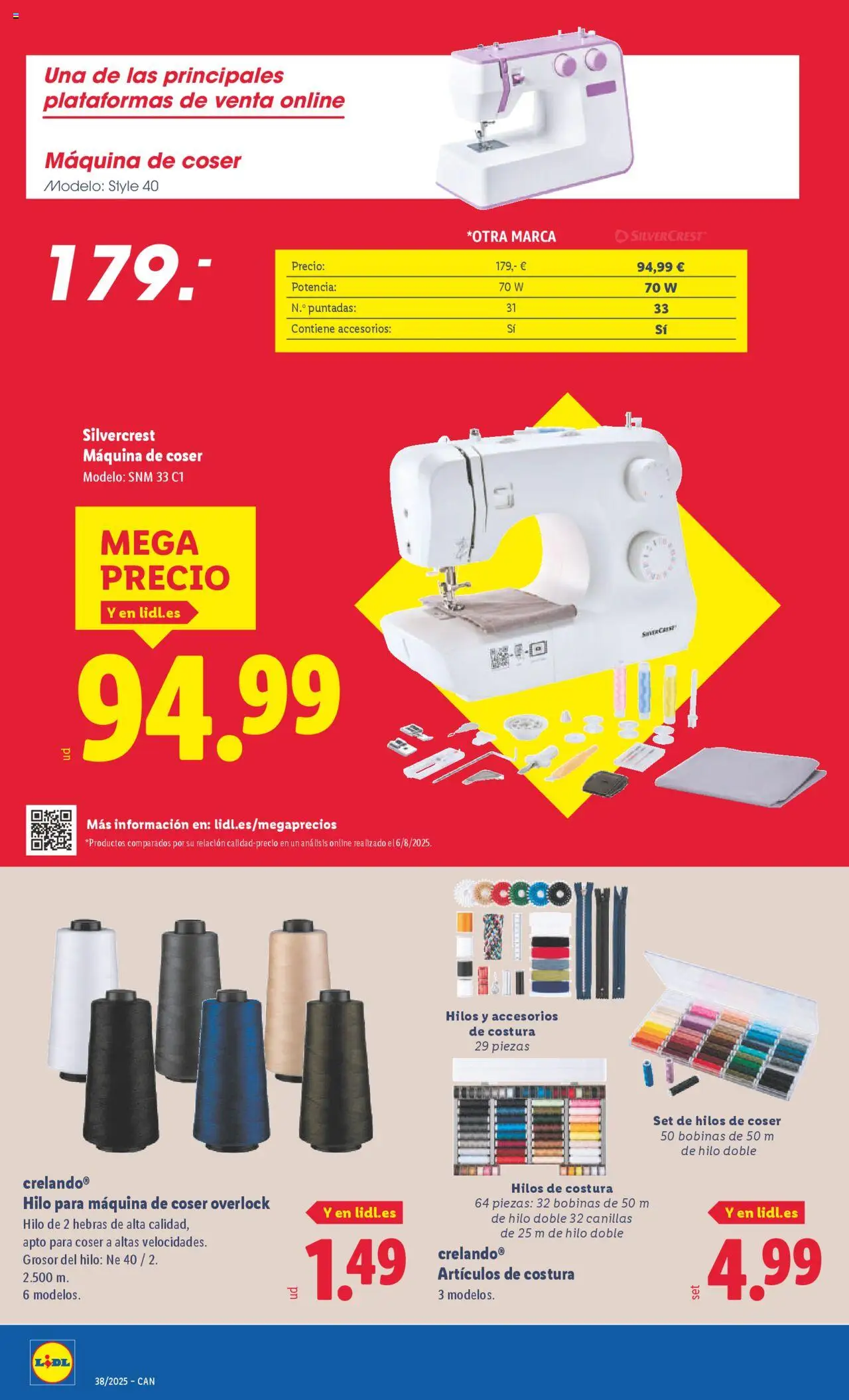 Lidl - Canarias │ válido desde el 15.09.2025 | Página: 14 | Productos: Τυρόπιτα, Máquina de coser