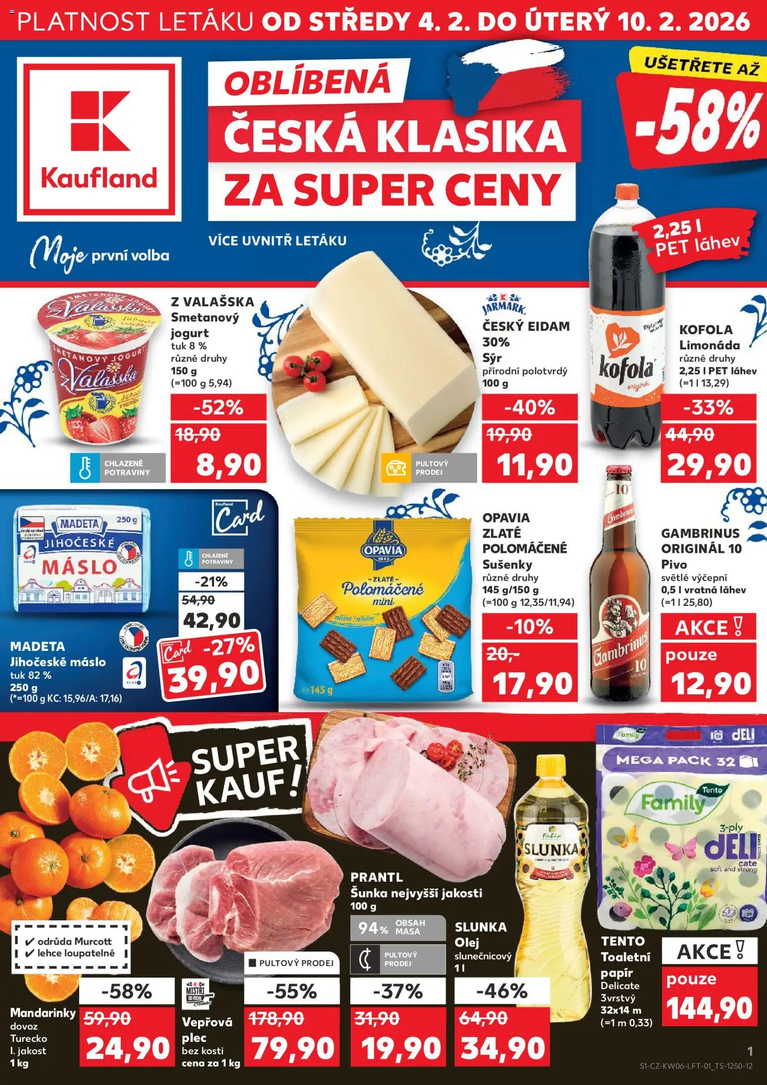 Kaufland leták - Kolín od 04.02.2026 | Strana: 1 | Produkty: Jogurt, Olej, Plec bez kosti, Kofola