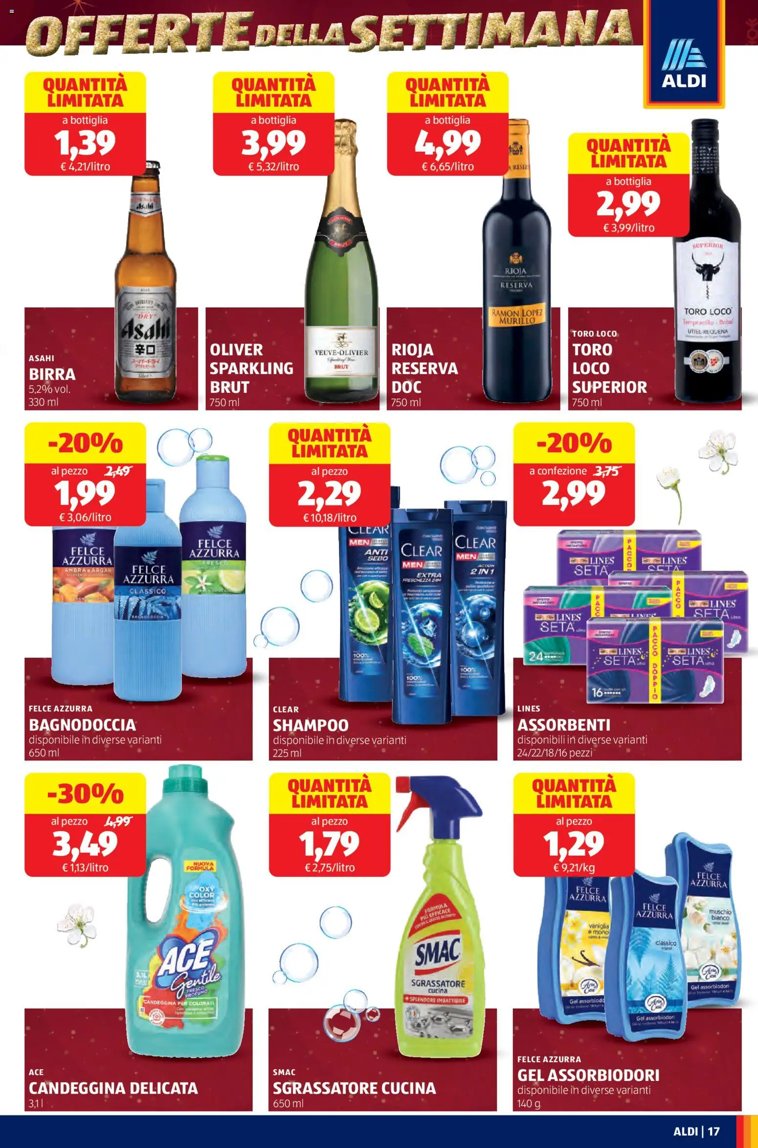 Volantino Aldi del 03.11.2025 | Pagina: 17 | Prodotti: Shampoo, Birra, Candeggina, Sgrassatore