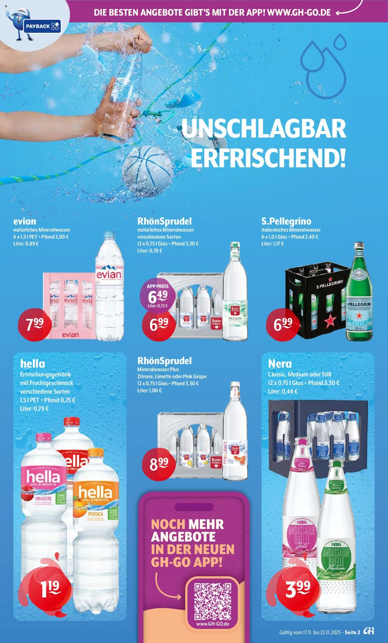 Trink und Spare Prospekt 	 – gültig ab 17.11.2025 | Seite: 2 | Produkte: Mineralwasser, Hella, Limette, Himbeere