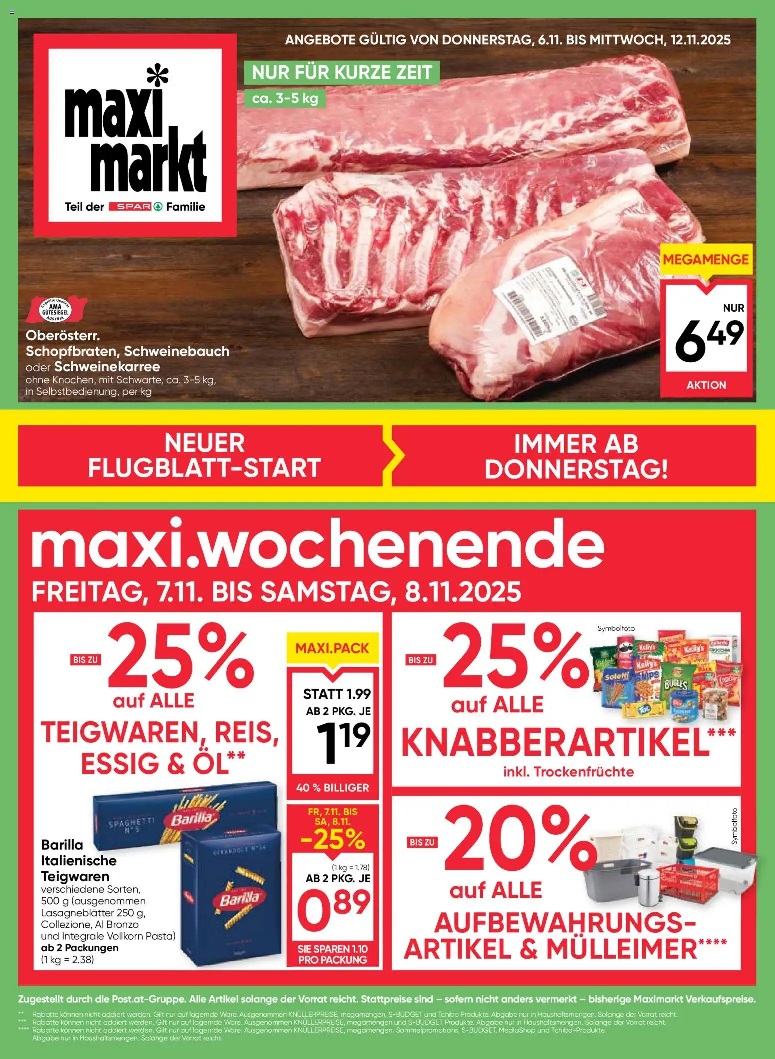 Maximarkt Flugblatt gültig ab 06.11.2025 | Seite: 1 | Produkte: Pasta, Hajdina liszt, Öl