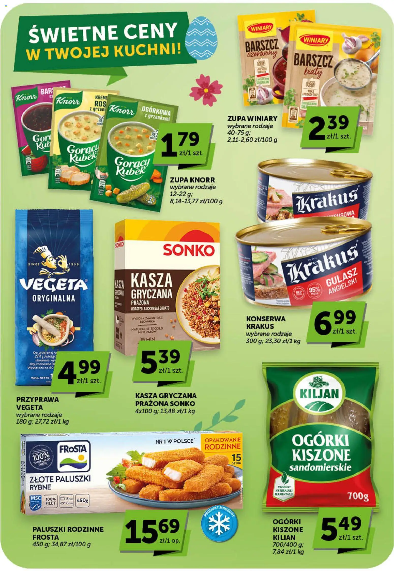 Euro Sklep gazetka od 26.03.2026 | Strona: 24 | Produkty: Kasza gryczana, Gorący kubek, Paluszki rybne, Ogórki