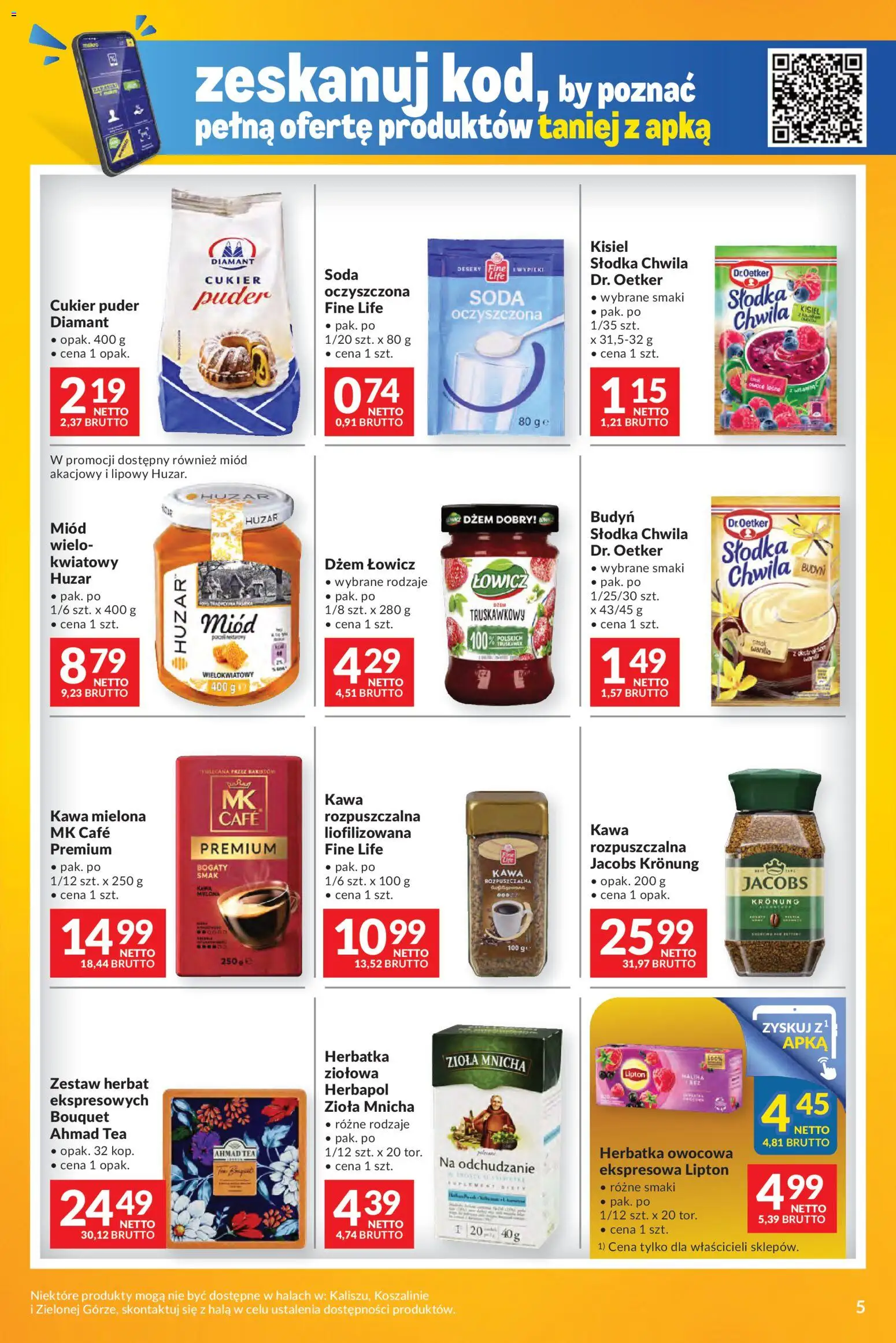Makro Gazetka - Mega oferty dla Twojego Sklepu od 12.11.2025 | Strona: 5 | Produkty: Miód huzar, Cukier puder, Kawa rozpuszczalna, Puder
