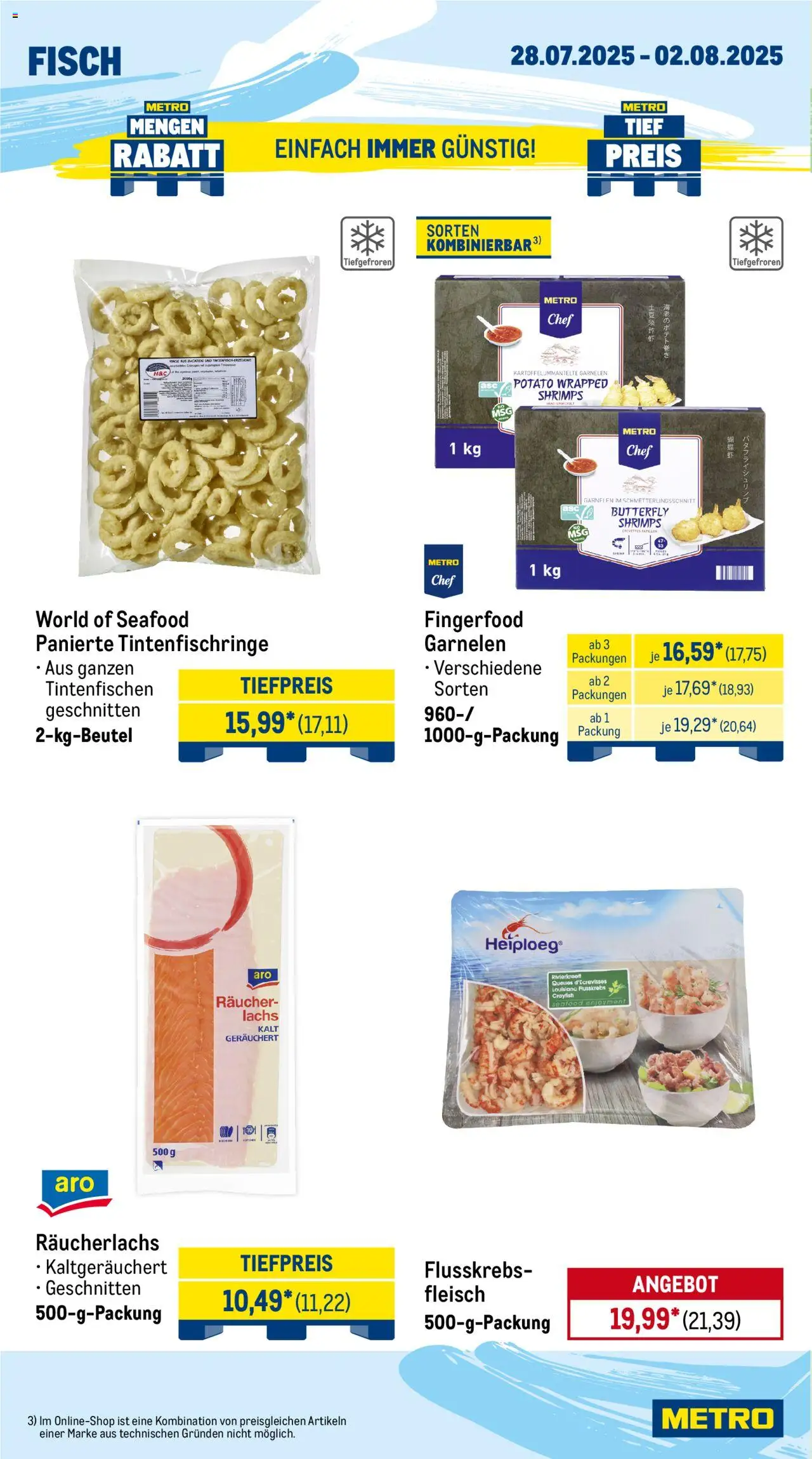 Metro Prospekt 	 - gültig ab dem 28.07.2025 | Seite: 6 | Produkte: Garnelen, Lachs, Räucherlachs, Fleisch