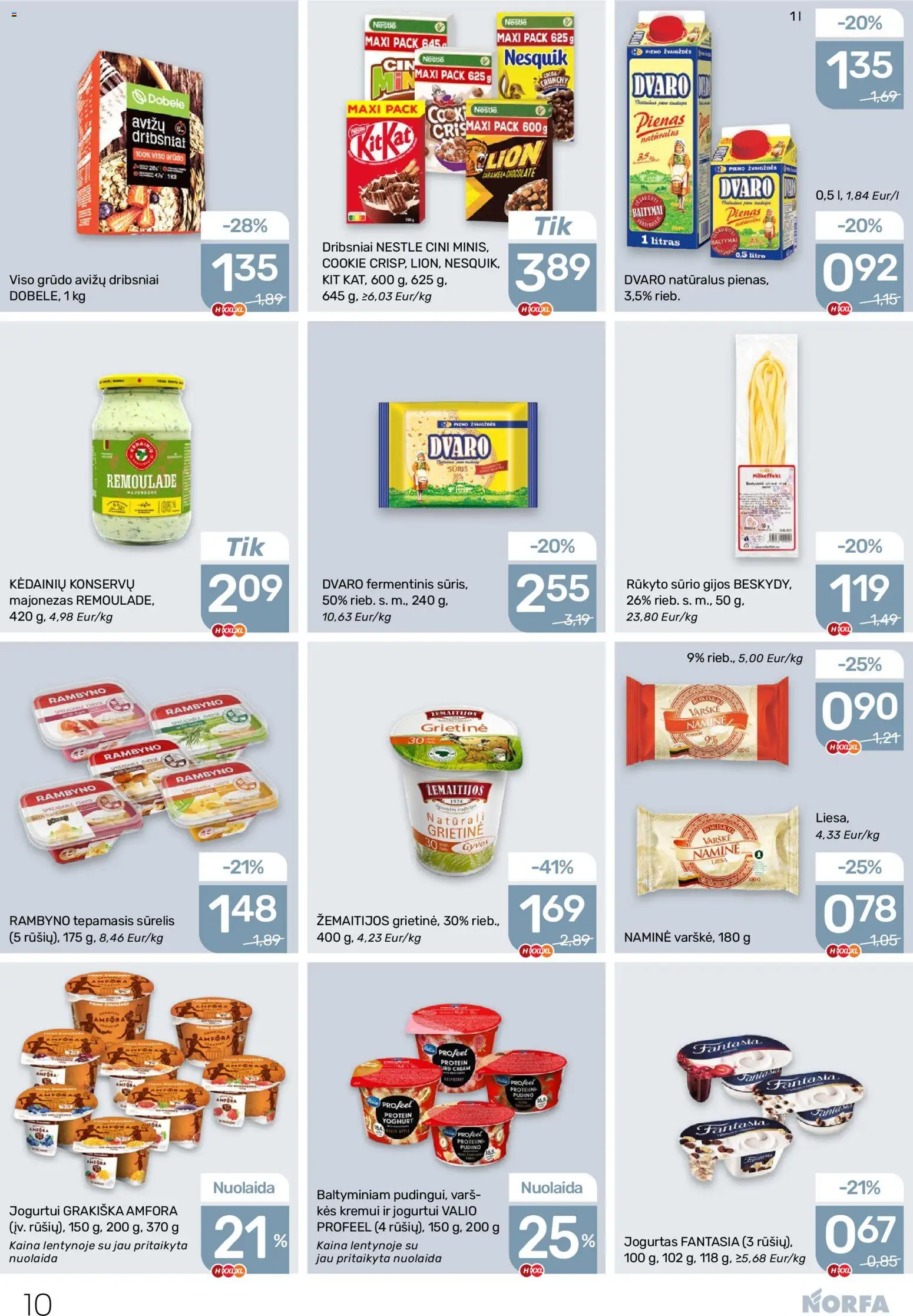 NORFA akcijos nuo 02.04.2026 | Puslapis: 10 | Prekių: Sūrelis, Pienas, Grietinė, Dribsniai