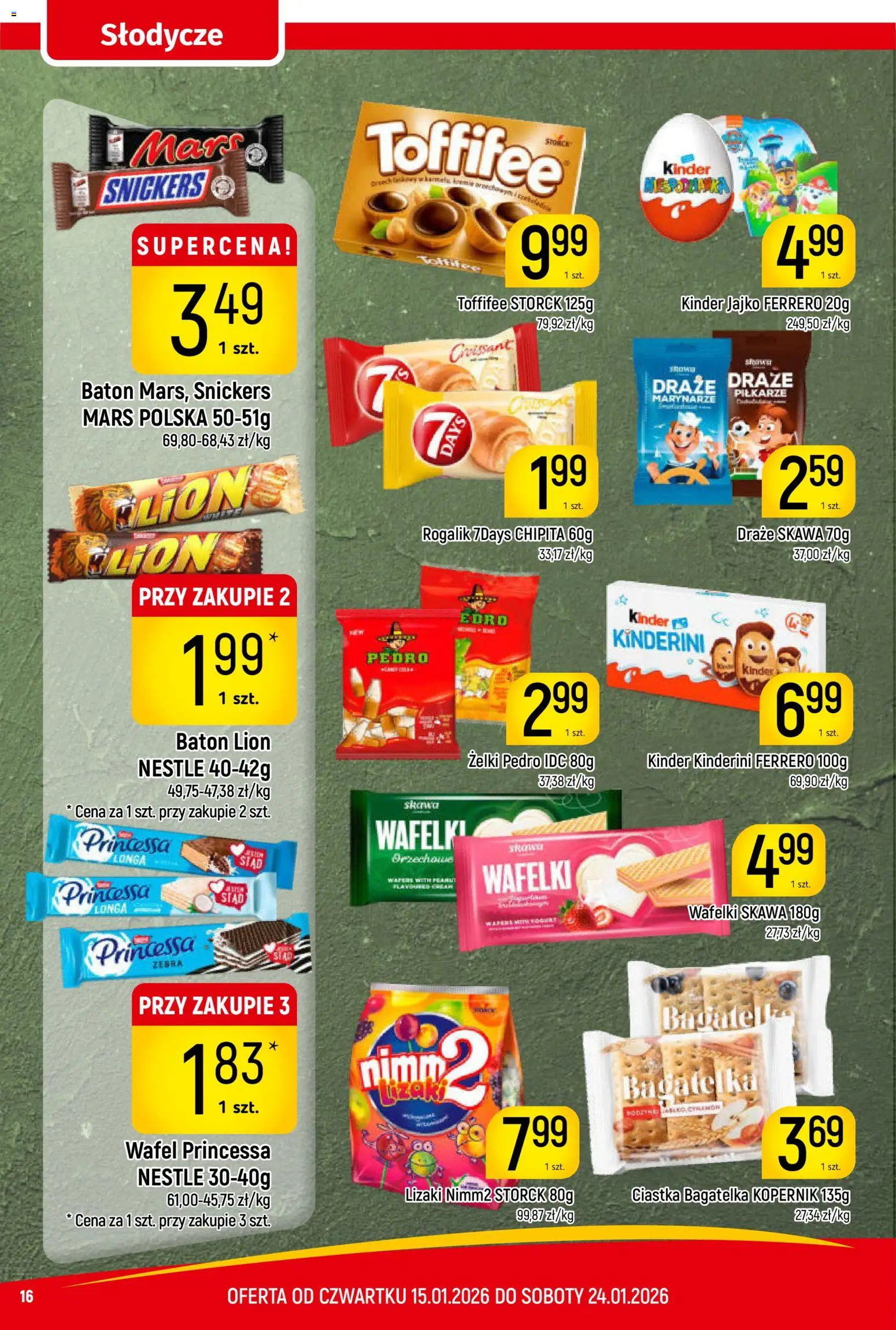 Piotruś Pan Gazetka od 15.01.2026 | Strona: 16 | Produkty: Kinder jajko, Wafelki, Żelki, Lizaki nimm2