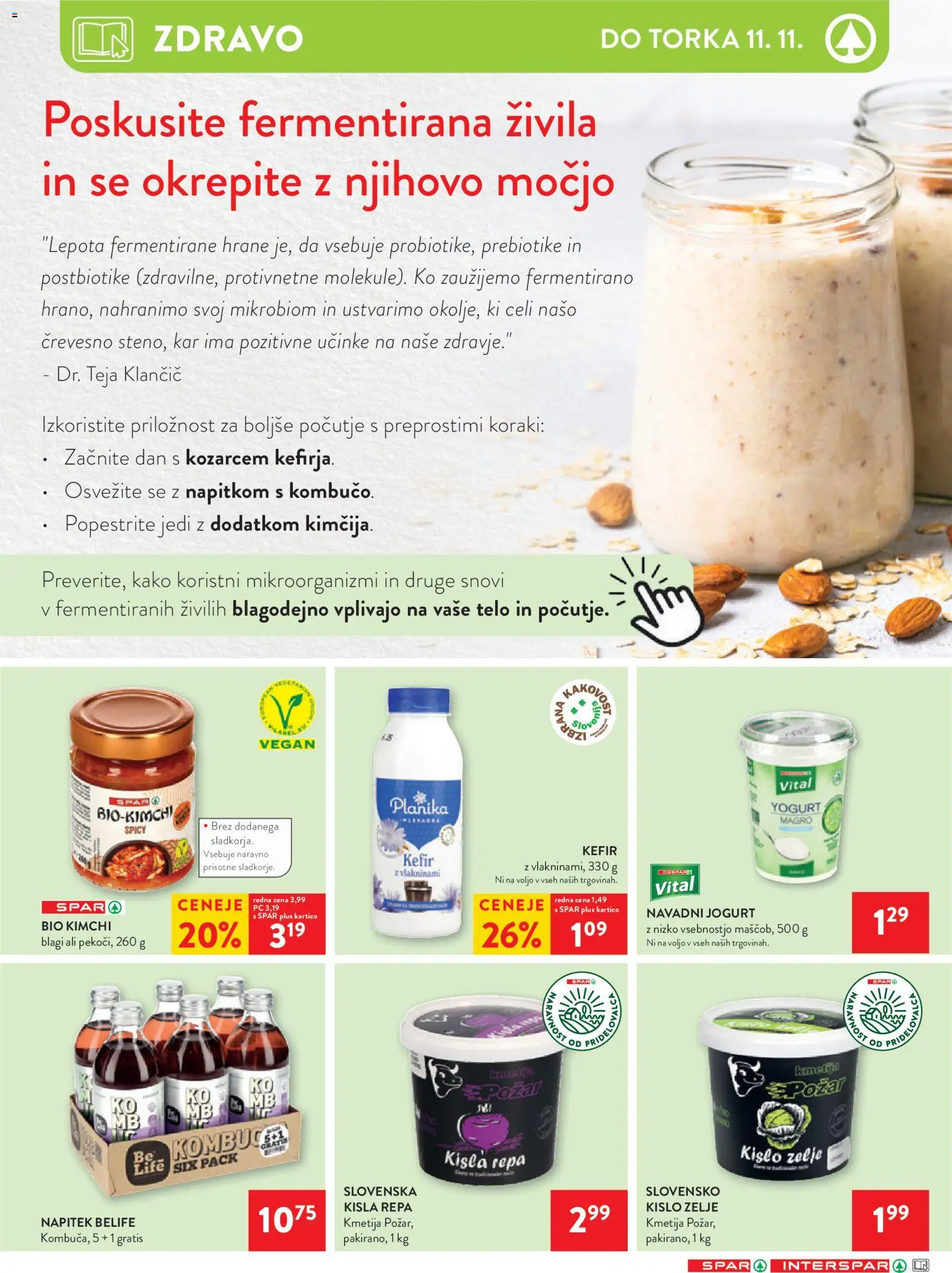 Novi Spar katalog ponudbe – veljaven od 05.11.2025 | Stran: 18 | Izdelki: Kefir, Jogurt, Zelje