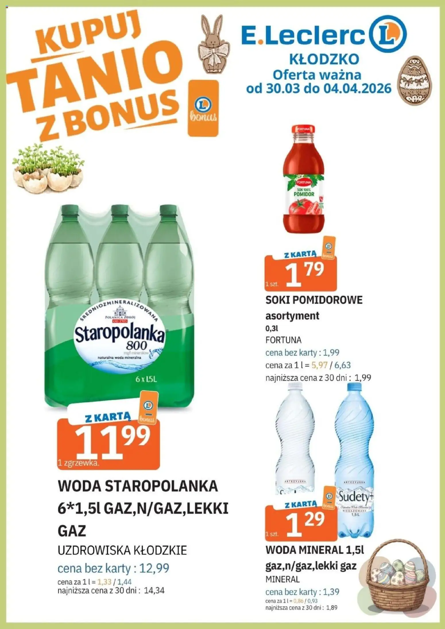 E.Leclerc gazetka - Kłodzko I od 30.03.2026 | Strona: 11 | Produkty: Karta, Soki, Sok, Woda