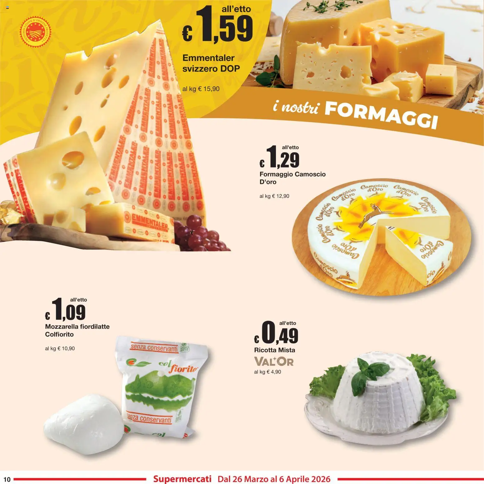 Volantino Sì con Te del 26.03.2026 | Pagina: 10 | Prodotti: Mozzarella, Formaggio, Ricotta