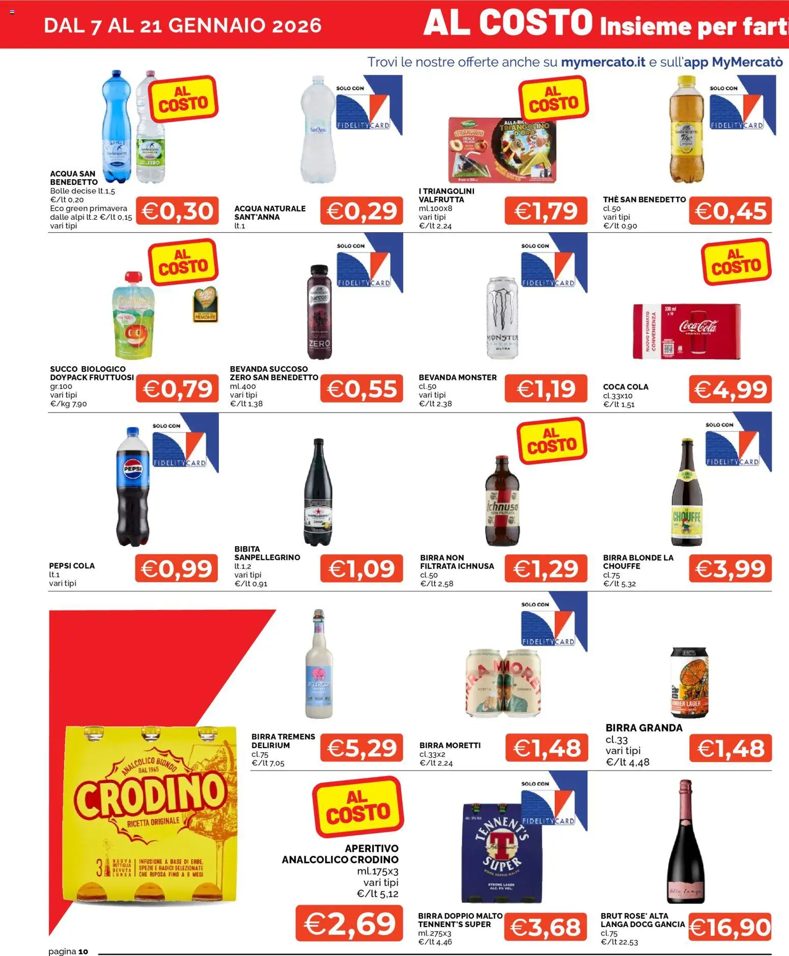Volantino Mercatò del 07.01.2026 | Pagina: 10 | Prodotti: Birra, Acqua, Pesca, Bibita