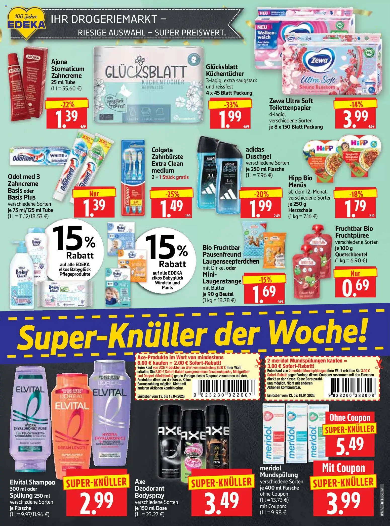HERKULES Prospekt 	 – gültig ab 13.04.2026 | Seite: 19 | Produkte: Zewa, Duschgel, Deodorant, Axe
