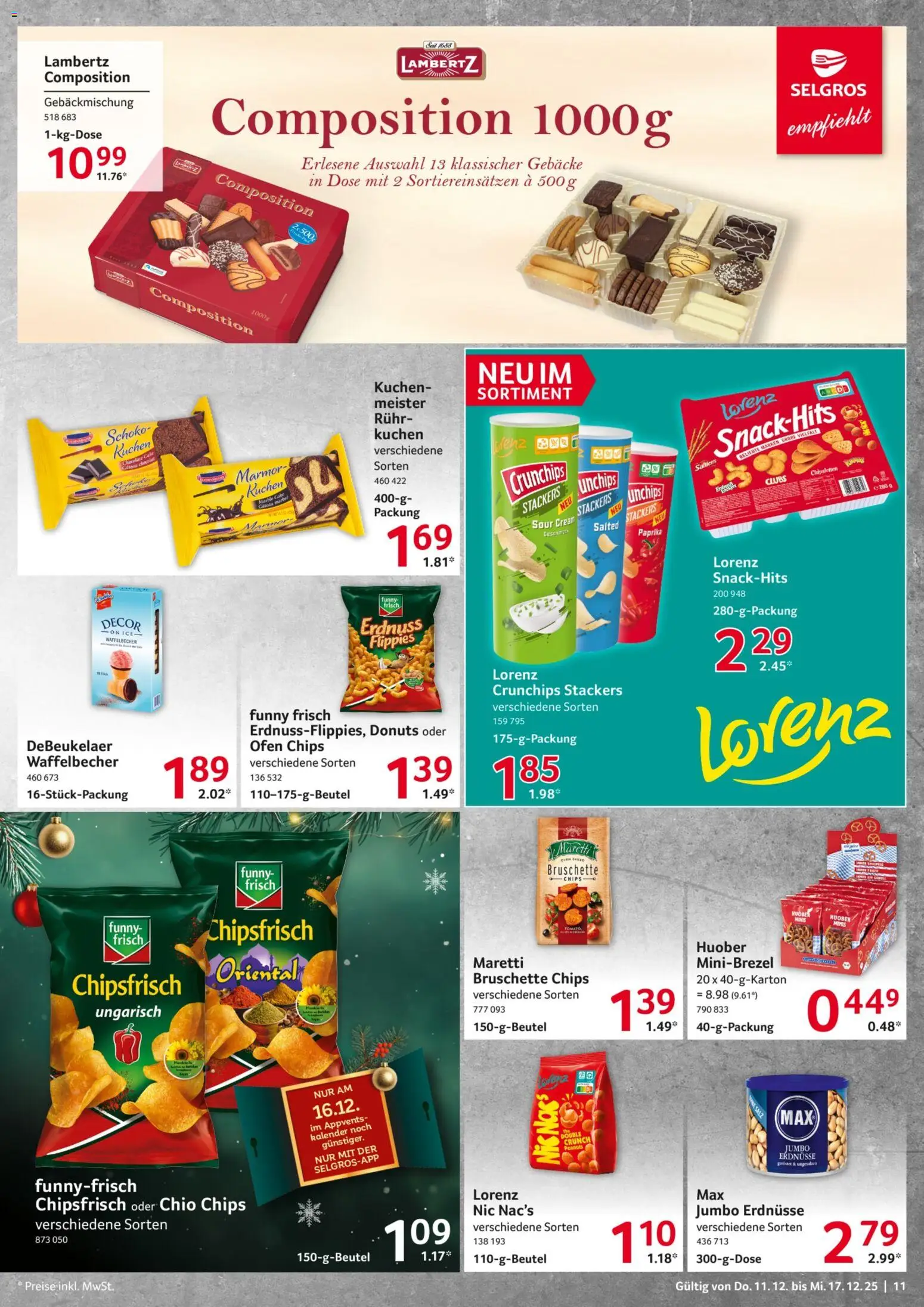 Selgros Prospekt 	 – gültig ab 11.12.2025 | Seite: 11 | Produkte: Erdnüsse, Donuts, Paprika, Chips