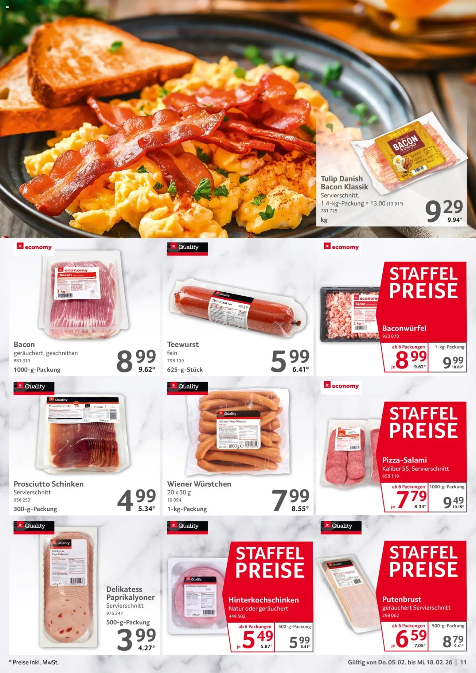 Selgros Gastronomie – gültig ab 05.02.2026 | Seite: 11 | Produkte: Wiener wurstchen, Schinken