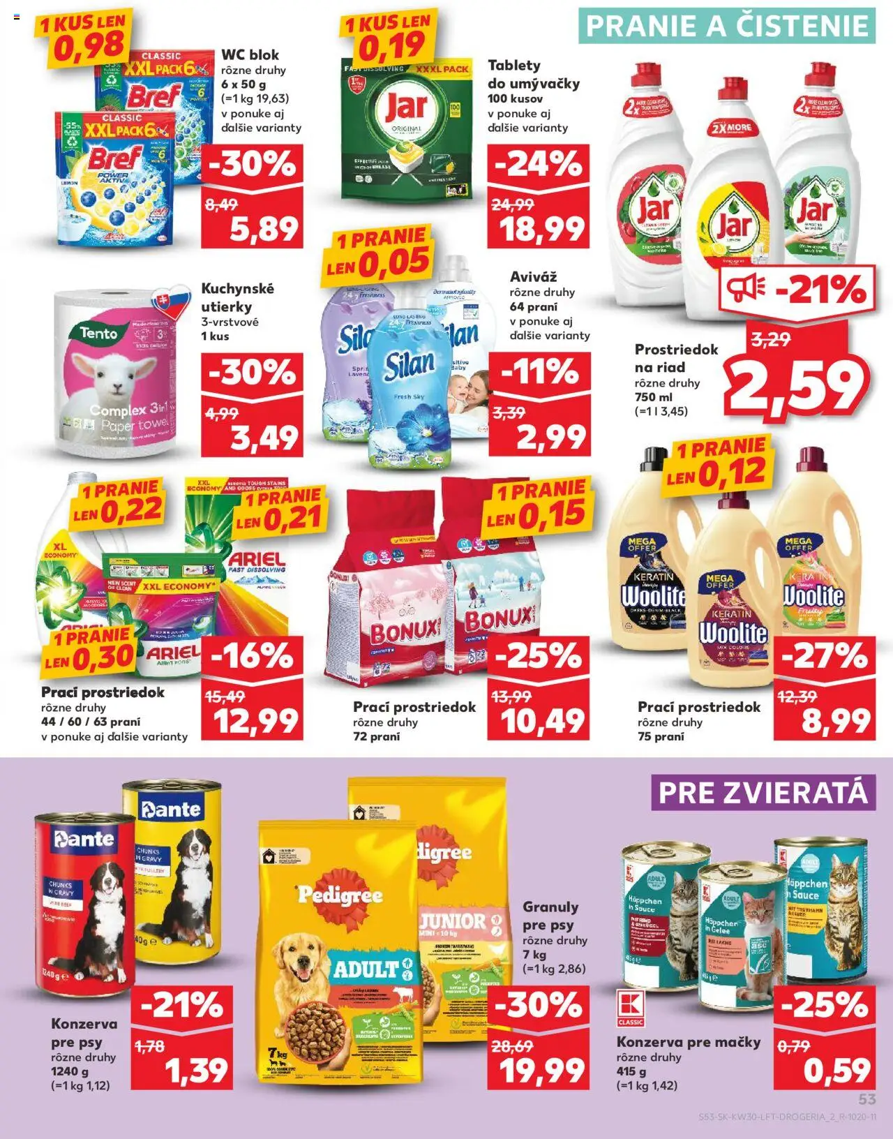 Kaufland Žilina │ platný od 24.07.2025 | Strana: 53 | Produkty: Aviváž, Wc blok, Ariel, Bonux