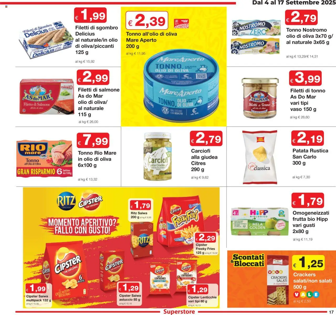 Volantino Sì con Te del 04.09.2025 | Pagina: 17 | Prodotti: Frutta, Crackers, Tonno, Sgombro