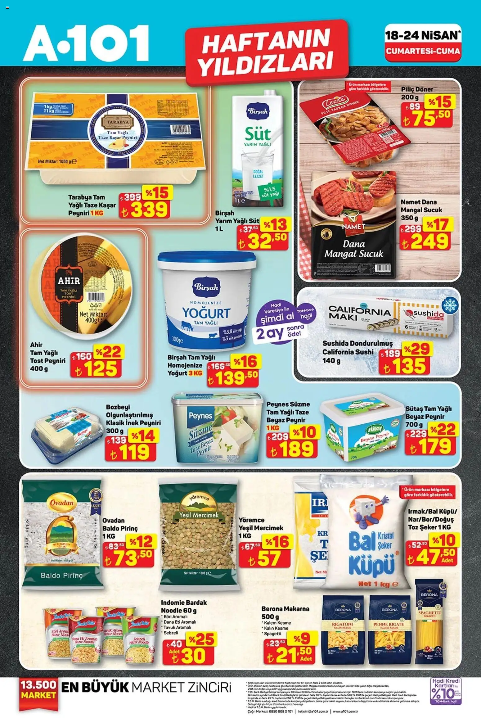 A101 Katalog - 18.04.2026 tarihinden itibaren geçerlidir | Sayfa: 1 | Ürünler: Ravioli, Peynir, Şeker, Sucuk