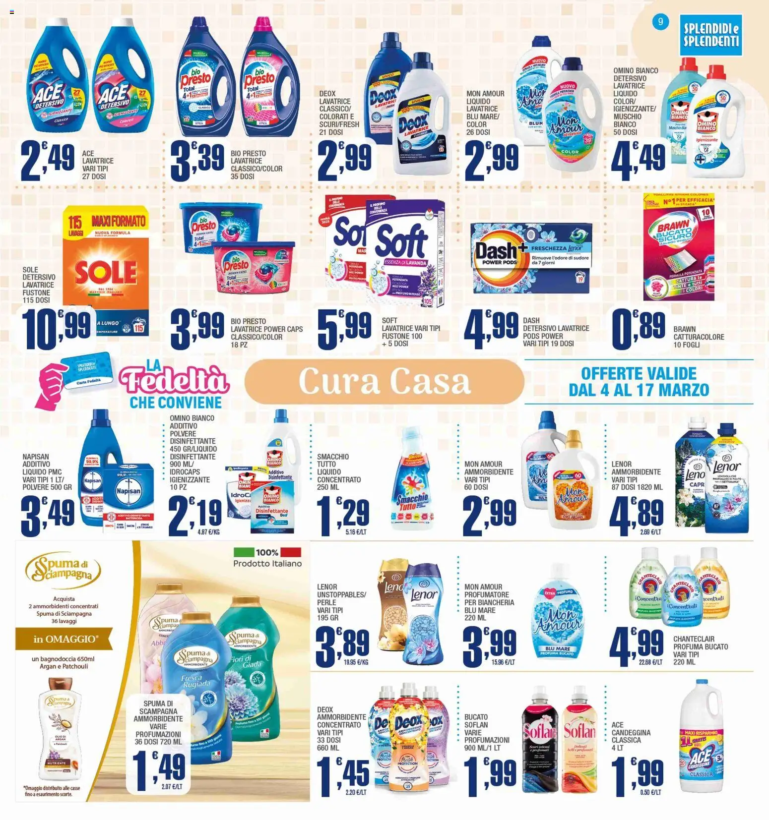 Volantino Splendidi e Splendenti del 04.03.2026 | Pagina: 9 | Prodotti: Ammorbidente, Candeggina, Lavatrice, Profumo