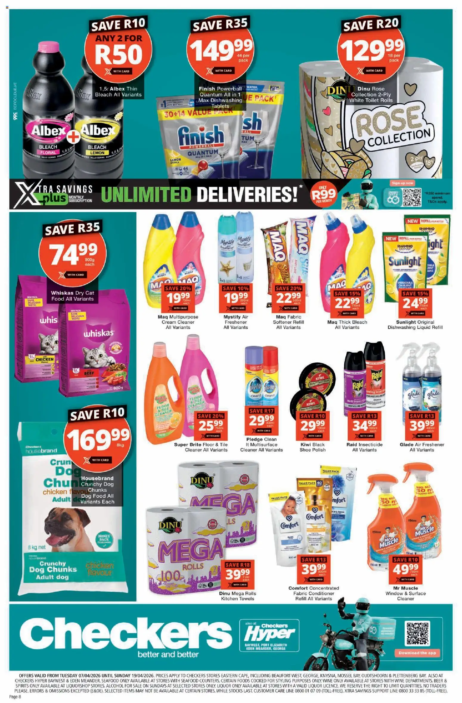 New Checkers catalogue – valid from 07.04.2026 | Page: 8 | Products: Wine, Beef, Lemon, Dishwashing liquid