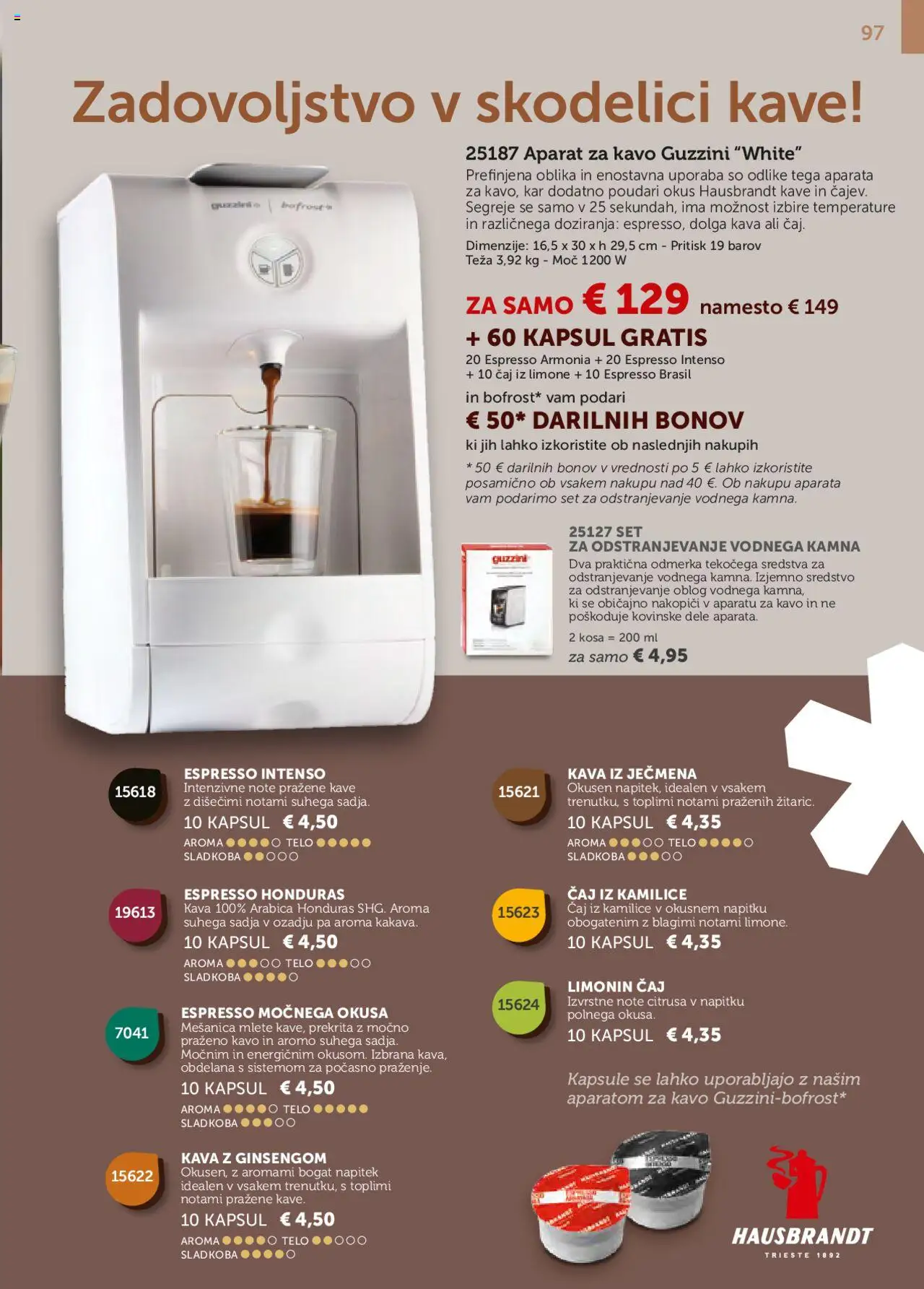 Bofrost katalog │ velja od 01.05.2025 | Stran: 97 | Izdelki: Teza, Aparat za kavo, Kava, Caj