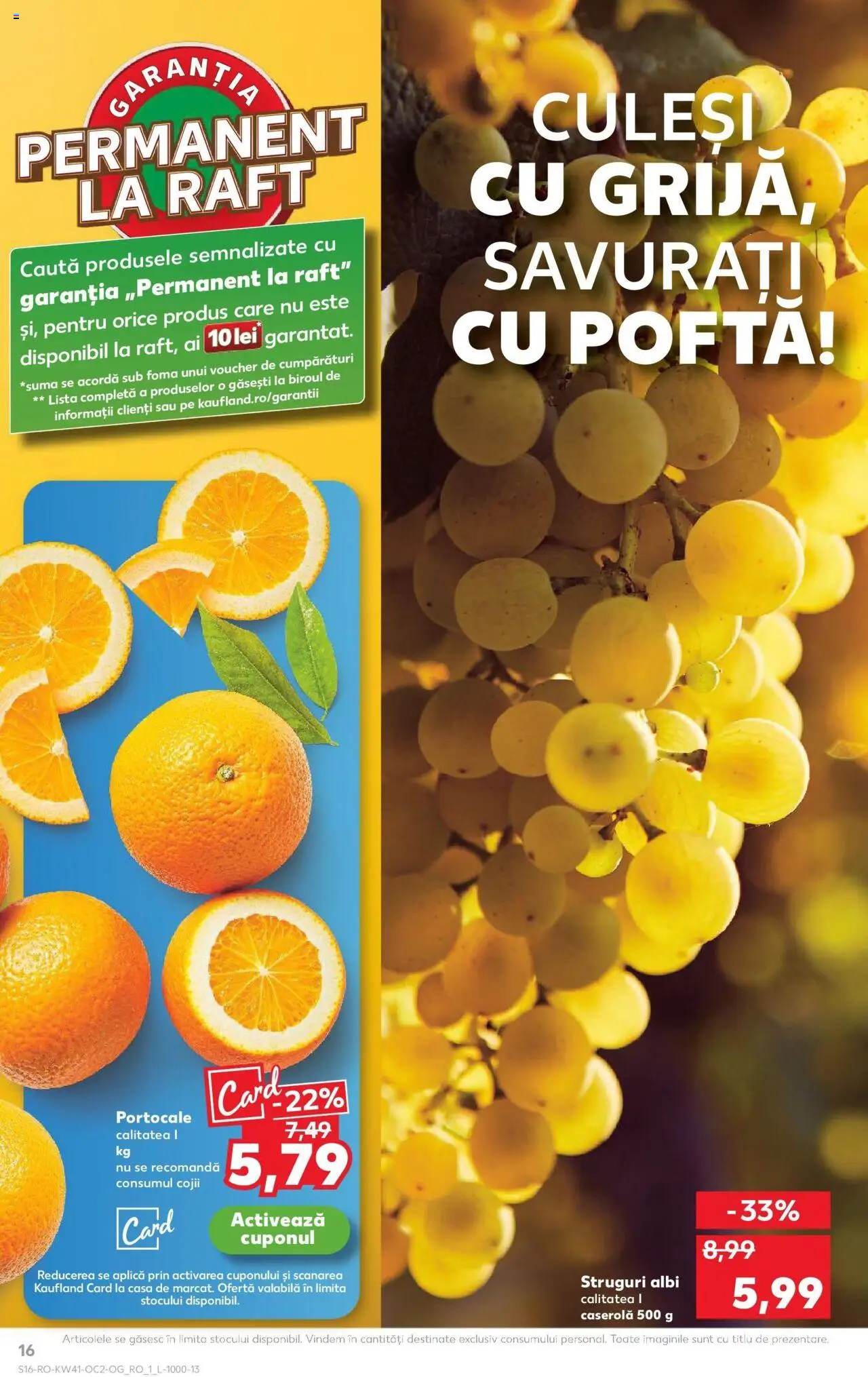 Noul catalog Kaufland – valabil de la 08.10.2025 | Pagină: 16 | Produse: Struguri, Raft, Portocale