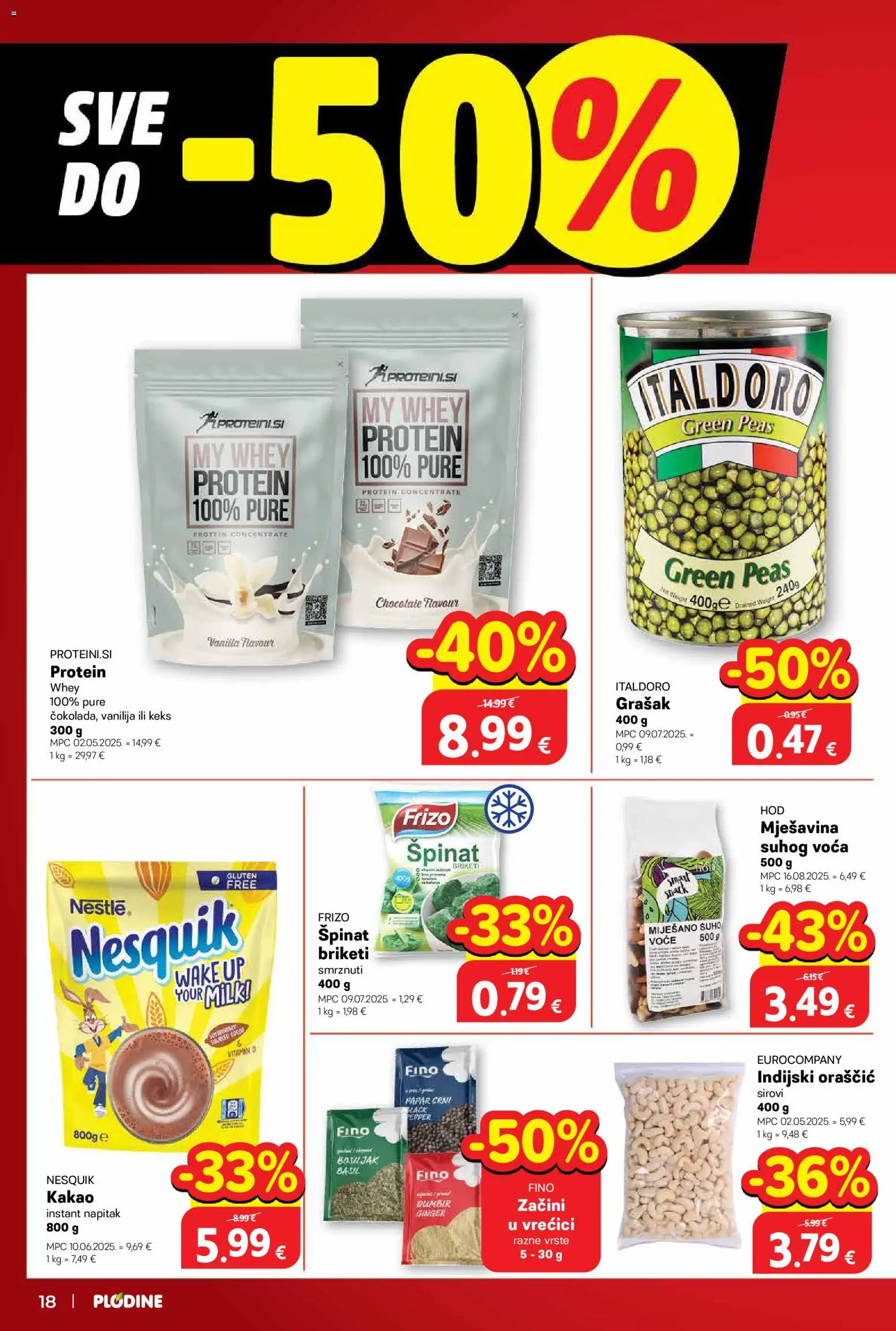 Plodine katalog | vrijedi od 18.03.2026 | Stranica: 18 | Proizvodi: Špinat, Keks, Voće, Briketi