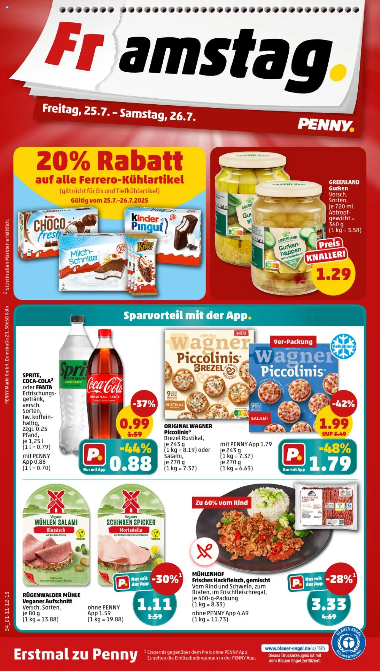 Penny Prospekt 	 - gültig ab dem 21.07.2025 | Seite: 34 | Produkte: Fanta, Piccolinis, Salami, Eis