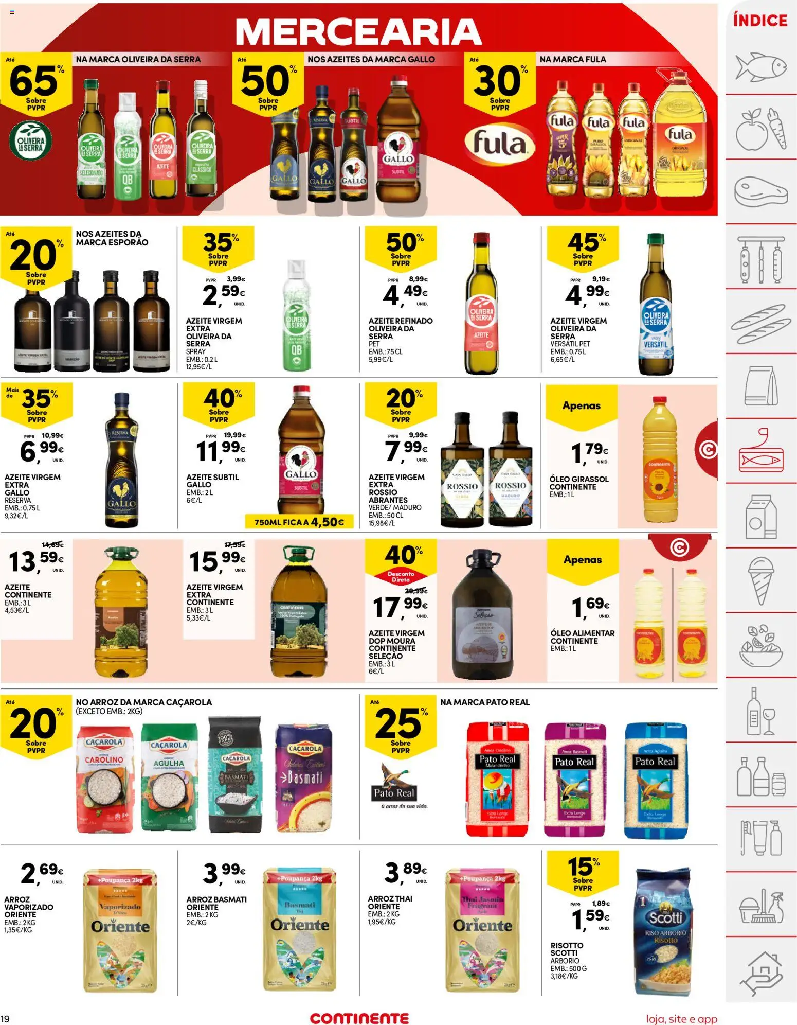 Continente folheto │ válido de 07.04.2026 | Página: 19 | Produtos: Azeite, Arroz basmati, Óleo, Arroz