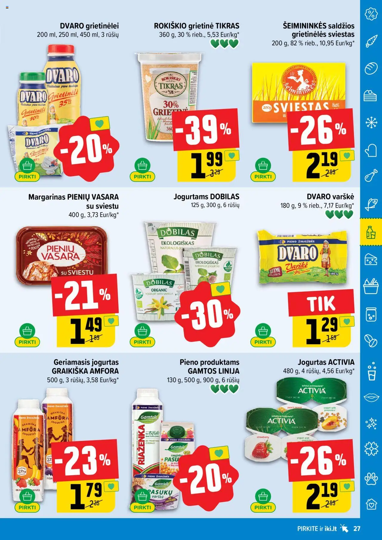 IKI - Leidinys│galioja nuo 11.08.2025 | Puslapis: 27 | Prekių: Grietinėlė, Margarinas, Jogurtas, Varškė