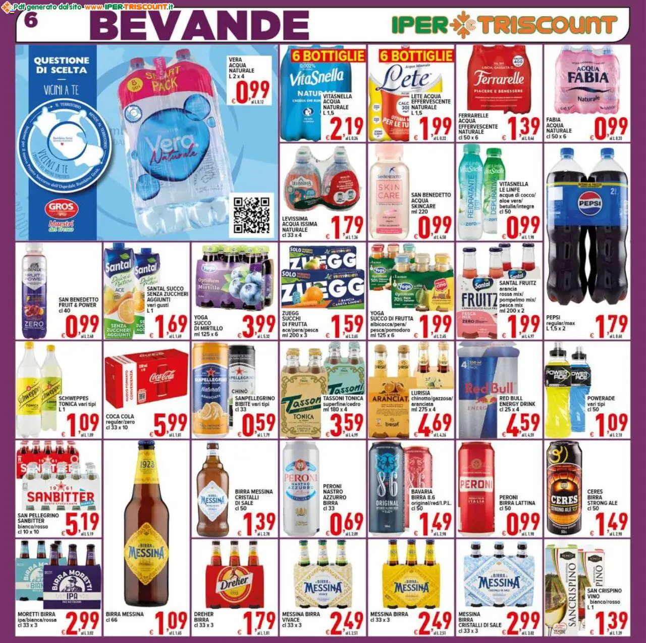 Volantino Ipertriscount del 17.10.2025 | Pagina: 6 | Prodotti: Acqua, Frutta, Acqua naturale, Ferrarelle