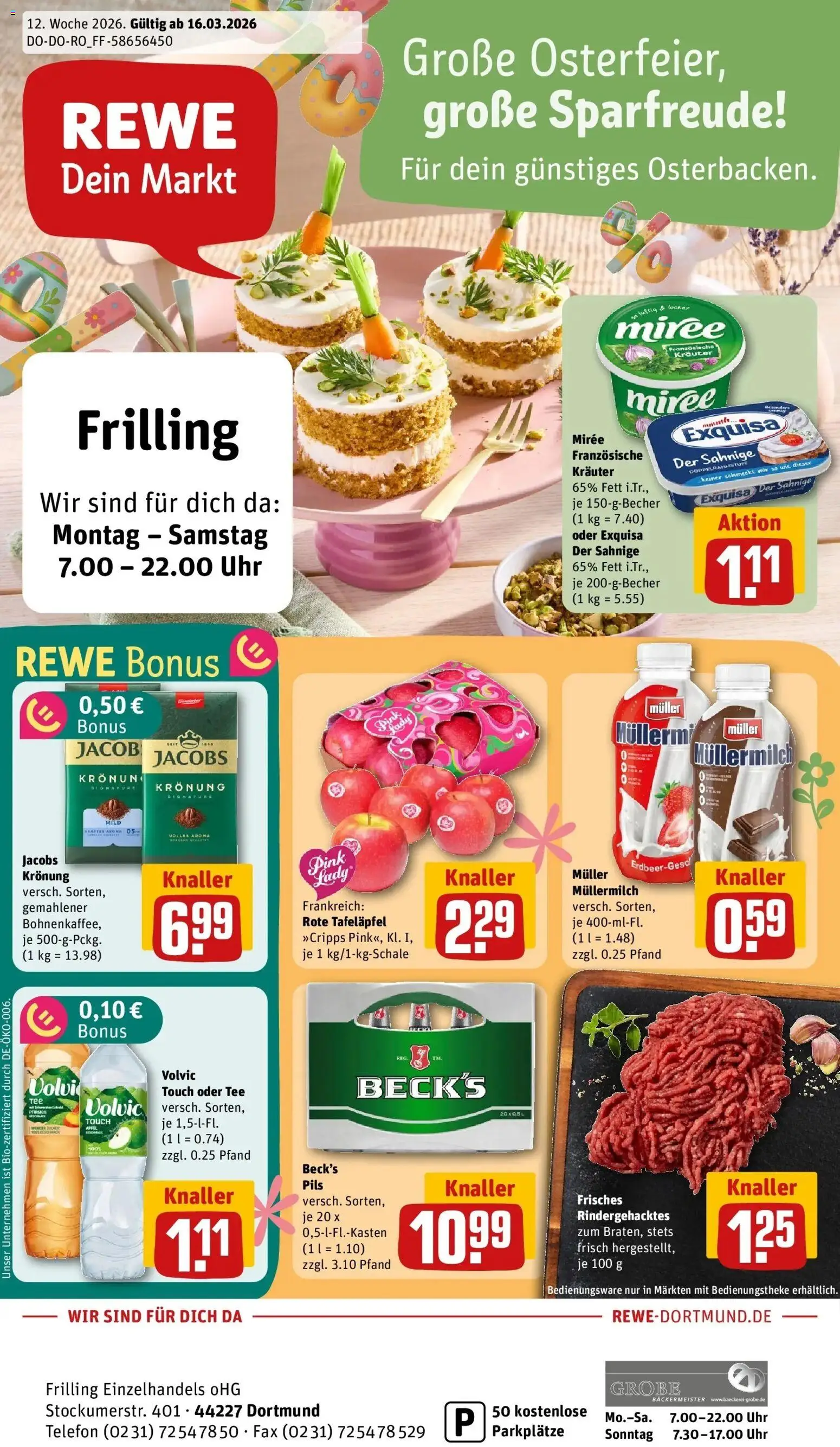 Rewe Prospekt Dortmund	 – gültig ab 15.03.2026 | Seite: 1 | Produkte: Pils, Tee, Muller mullermilch, Telefon