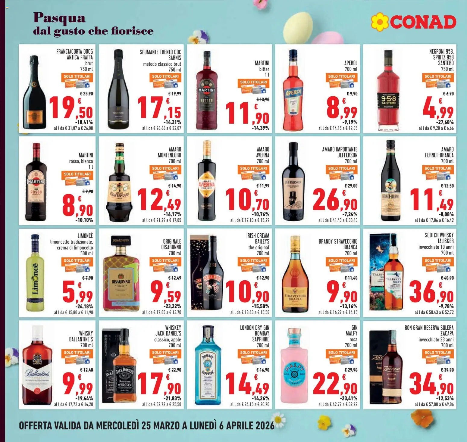 Volantino Conad del 25.03.2026 | Pagina: 22 | Prodotti: Gin, Whisky, Spumante, Limoncello