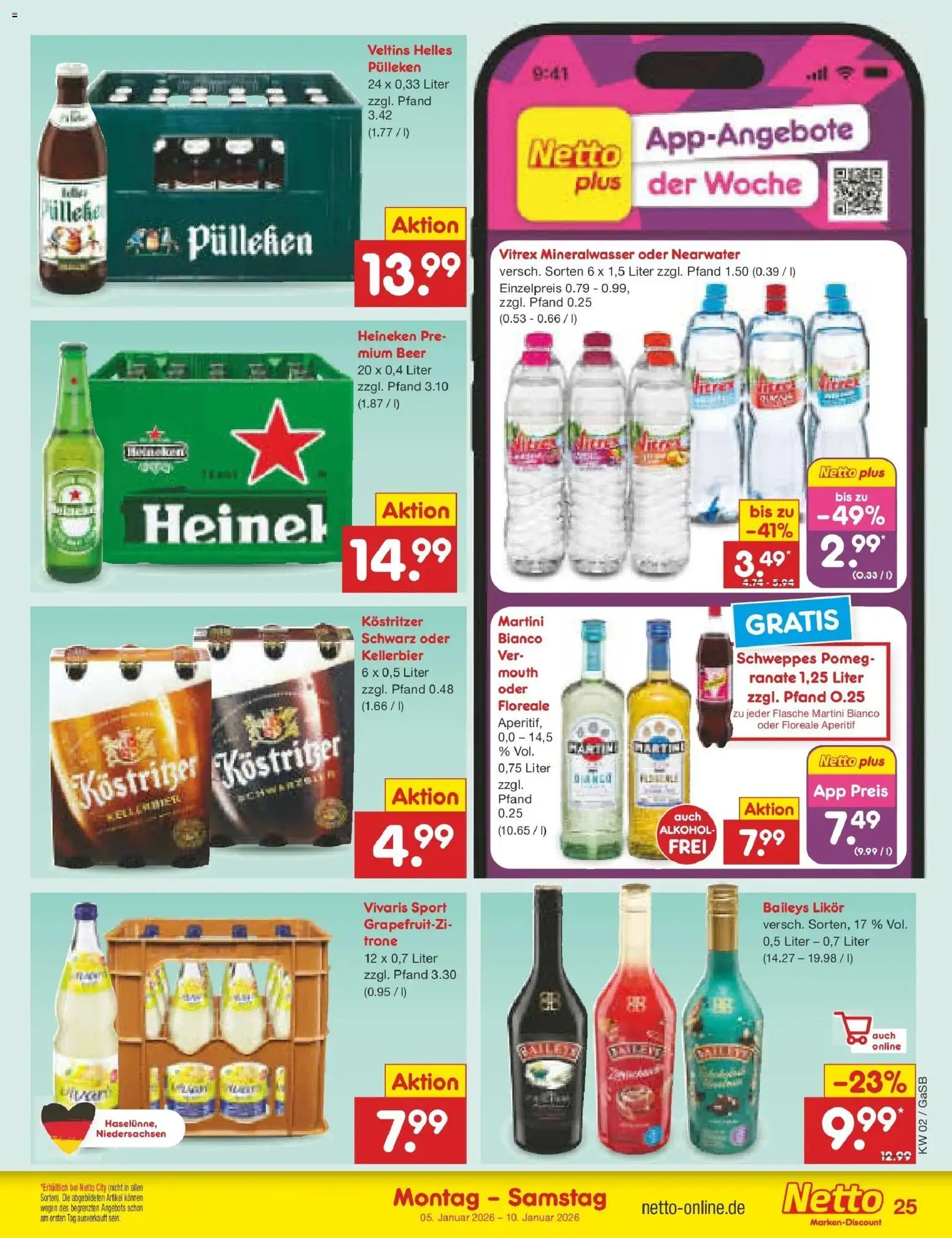 Netto Marken-Discount - Netto: Wochenangebote – gültig ab 04.01.2026 | Seite: 25 | Produkte: Helles pulleken, Martini, Kostritzer, Schweppes