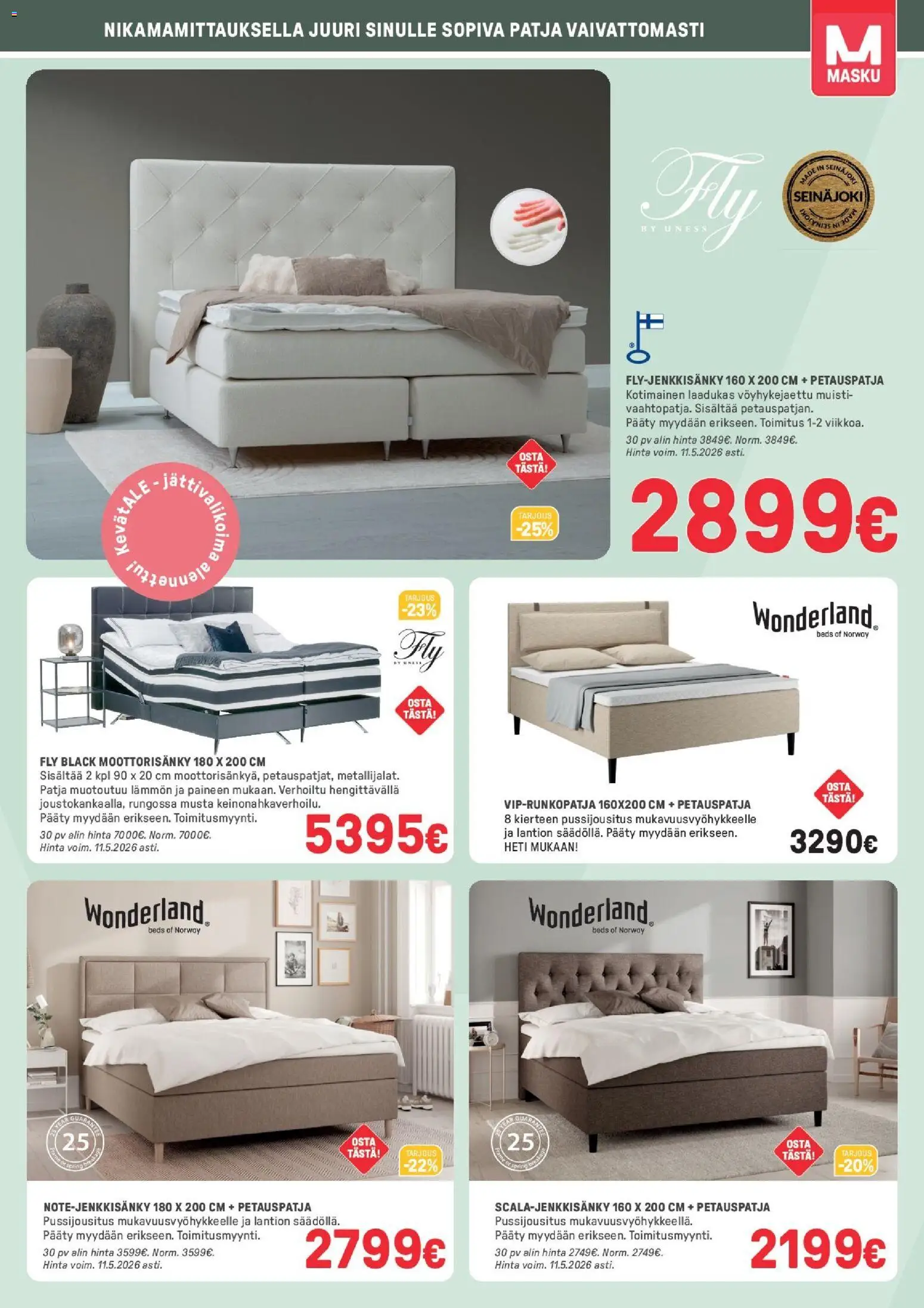 Masku tarjoukset – voimassa 28.04.2026 alkaen | Sivu: 19 | Tuotteet: Moottorisänky, Patja, Petauspatja