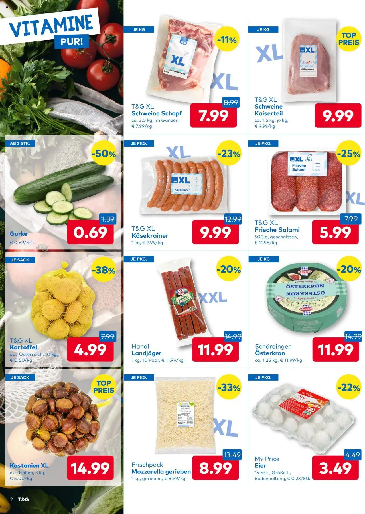T&G Osttirol gültig ab 23.10.2025 | Seite: 2 | Produkte: Eier, Salami