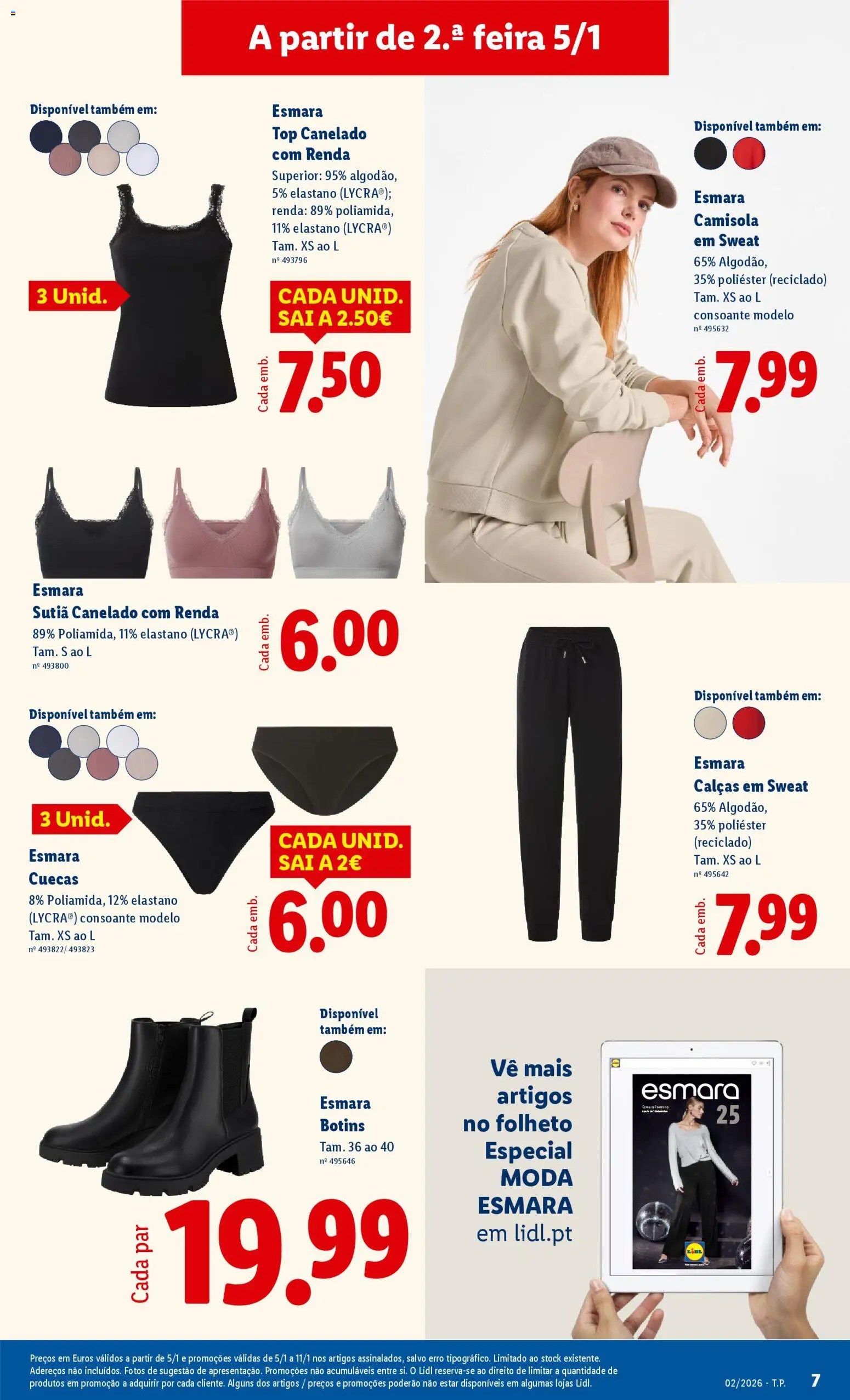 Lidl Novidades │ válido de 05.01.2026 | Página: 7 | Produtos: Sweatshirt, Calças, Botins, Sutiã