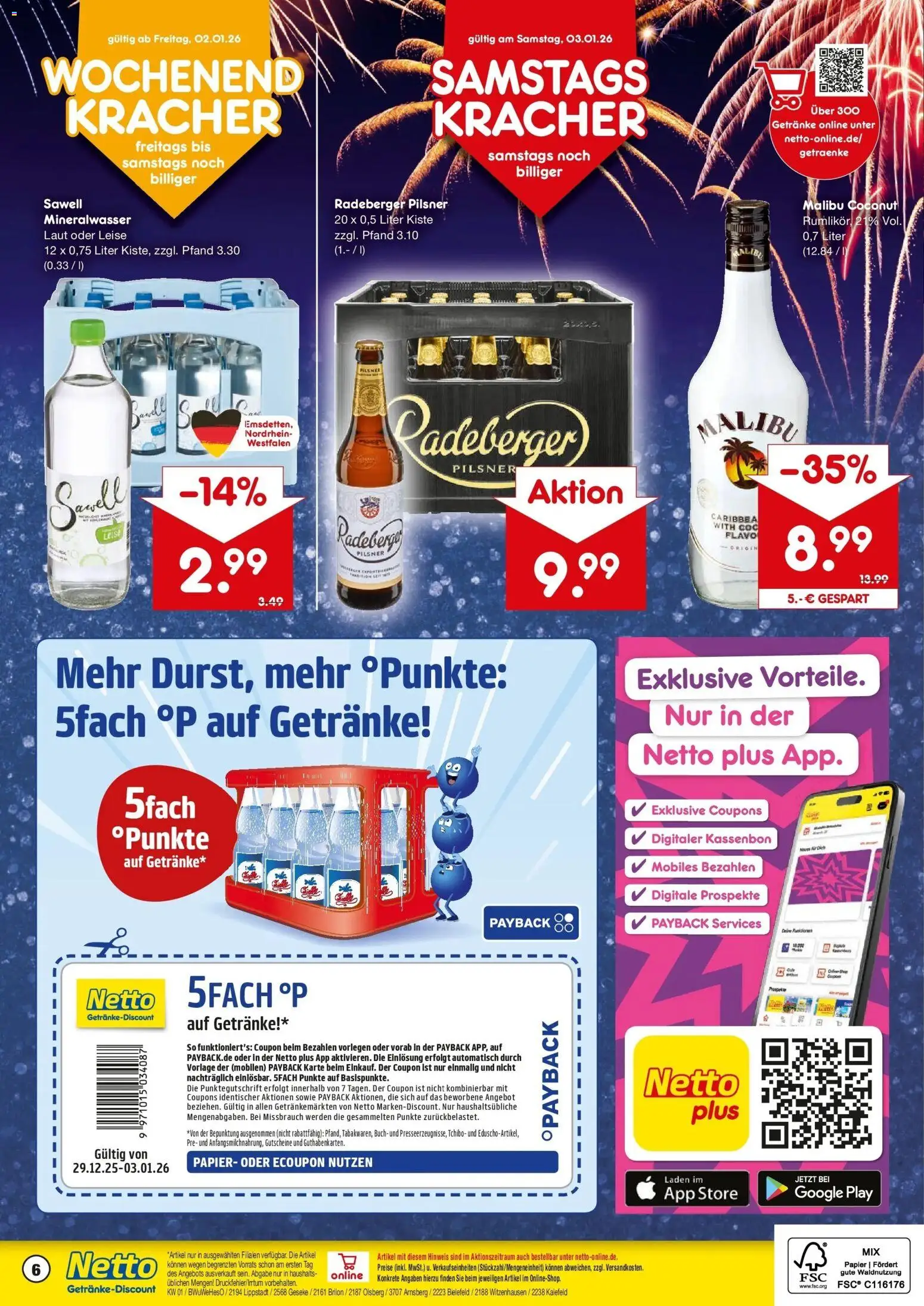 Netto Marken-Discount prospekt Brilon	 – gültig ab 28.12.2025 | Seite: 6 | Produkte: Mineralwasser, Radeberger pilsner
