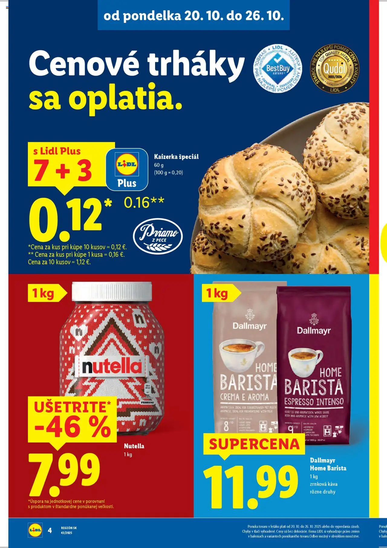 Nové Lidl akcie – leták je platný od 20.10.2025 | Strana: 6 | Produkty: Káva, Barista, Nutella, Zrnková káva