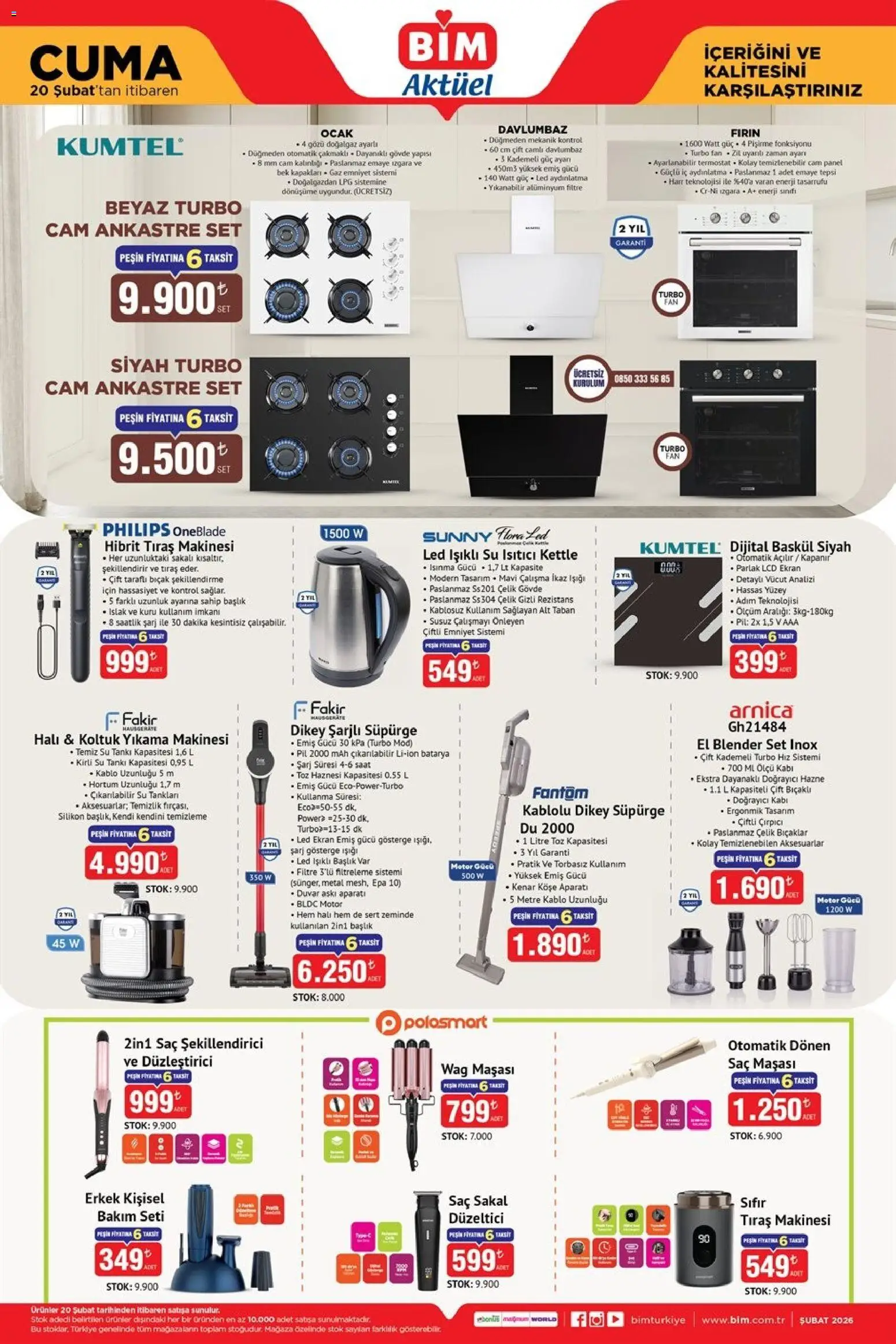BİM Katalog Cuma - 20.02.2026 tarihinden itibaren geçerlidir | Sayfa: 2 | Ürünler: Dijital baskül, Su, Ocak, Izgara
