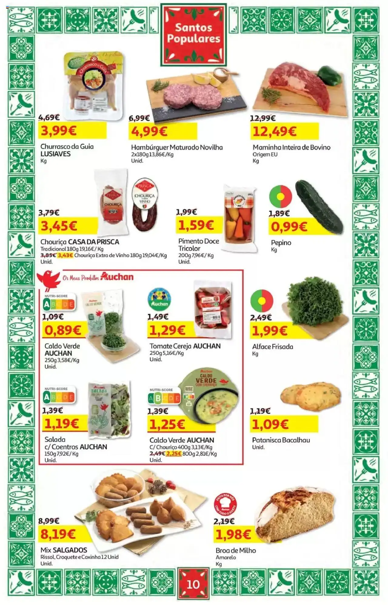 Auchan - Folheto Viagem e Praia │ válido de 02.06.2025 | Página: 10 | Produtos: Hambúrguer, Cereja, Milho, Alface