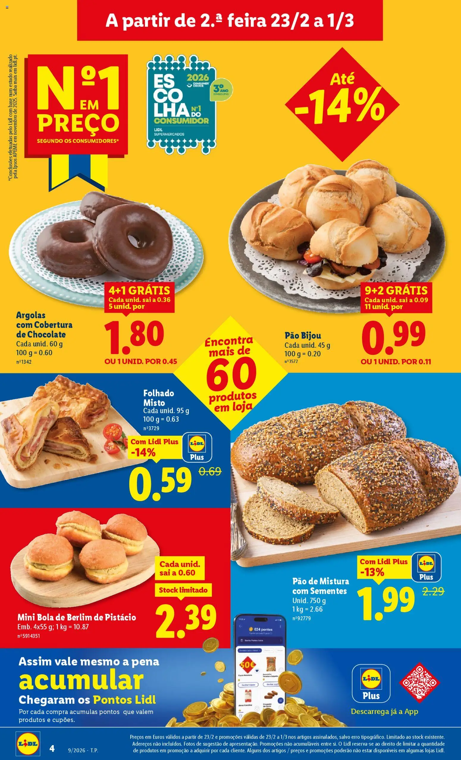 Lidl folheto │ válido de 23.02.2026 | Página: 4 | Produtos: Base, Pão, Chocolate