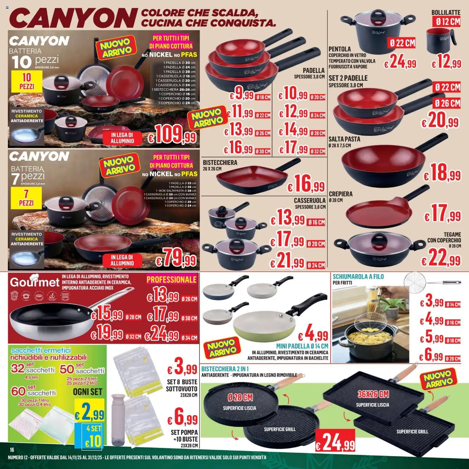 Volantino Satur del 14.11.2025 | Pagina: 16 | Prodotti: Bistecchiera, Pasta, Casseruola, Alluminio
