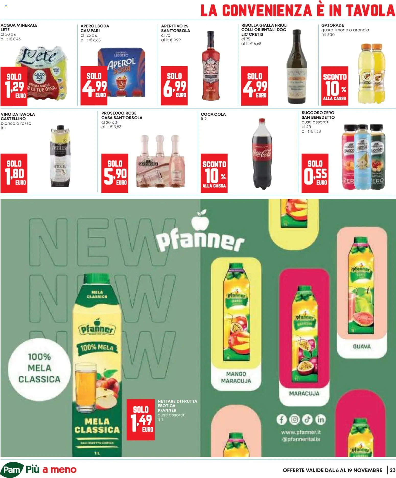 Volantino Panorama del 06.11.2025 | Pagina: 23 | Prodotti: Prosecco, Acqua, Mango, Acqua minerale