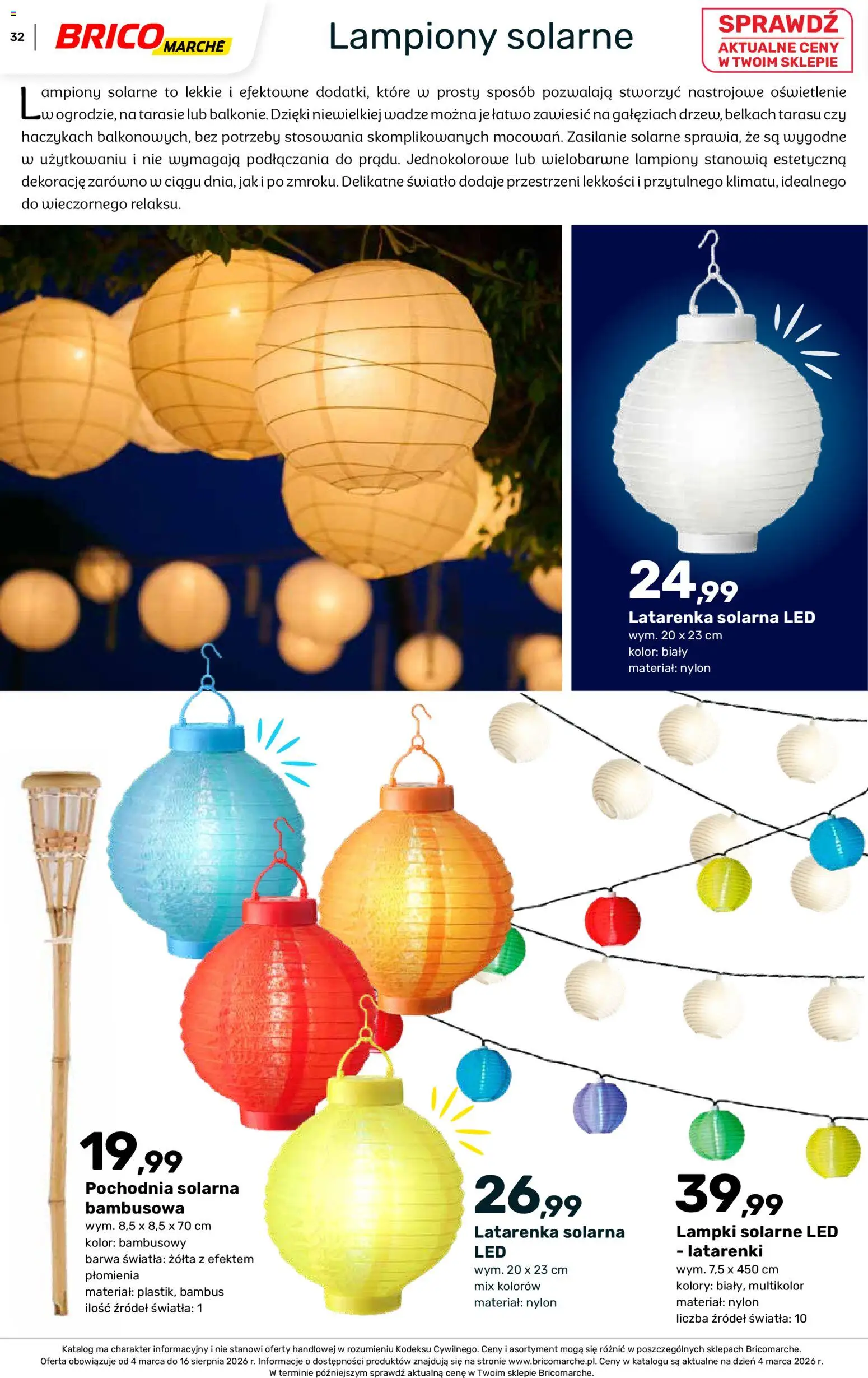 Brico Marché gazetka - Wiosna od 04.03.2026 | Strona: 32 | Produkty: Pochodnia solarna, Lampki