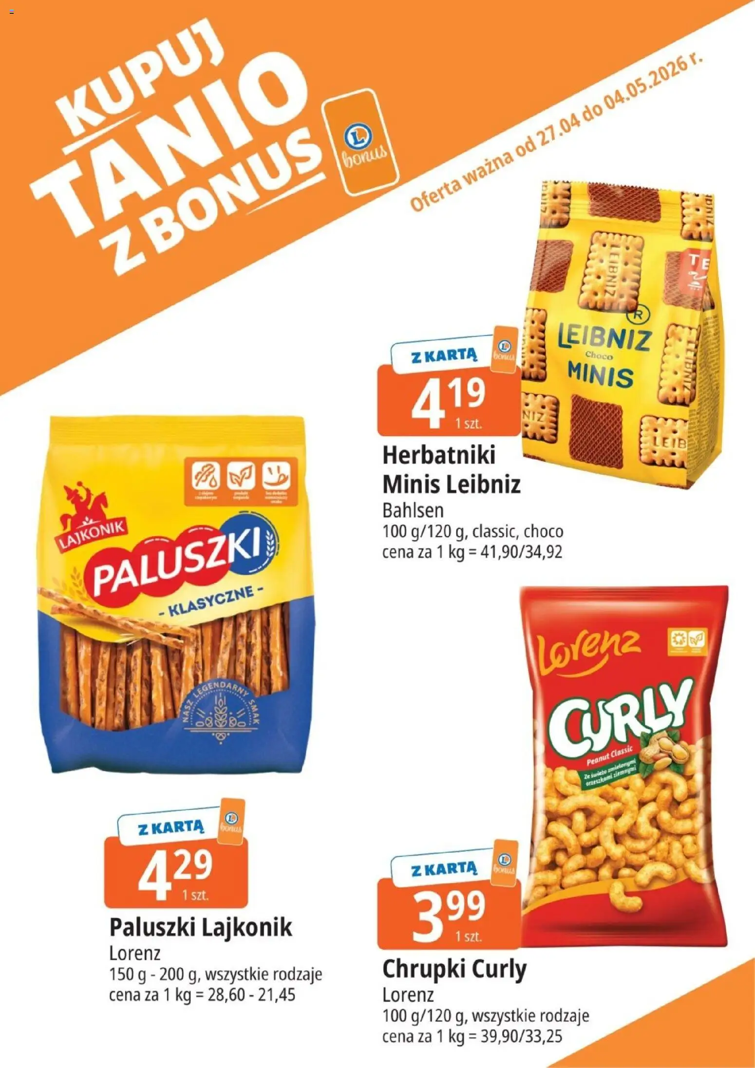 E.Leclerc gazetka - Kupony dodatkowe od 27.04.2026 | Strona: 13 | Produkty: Karta, Chrupki, Herbatniki, Paluszki