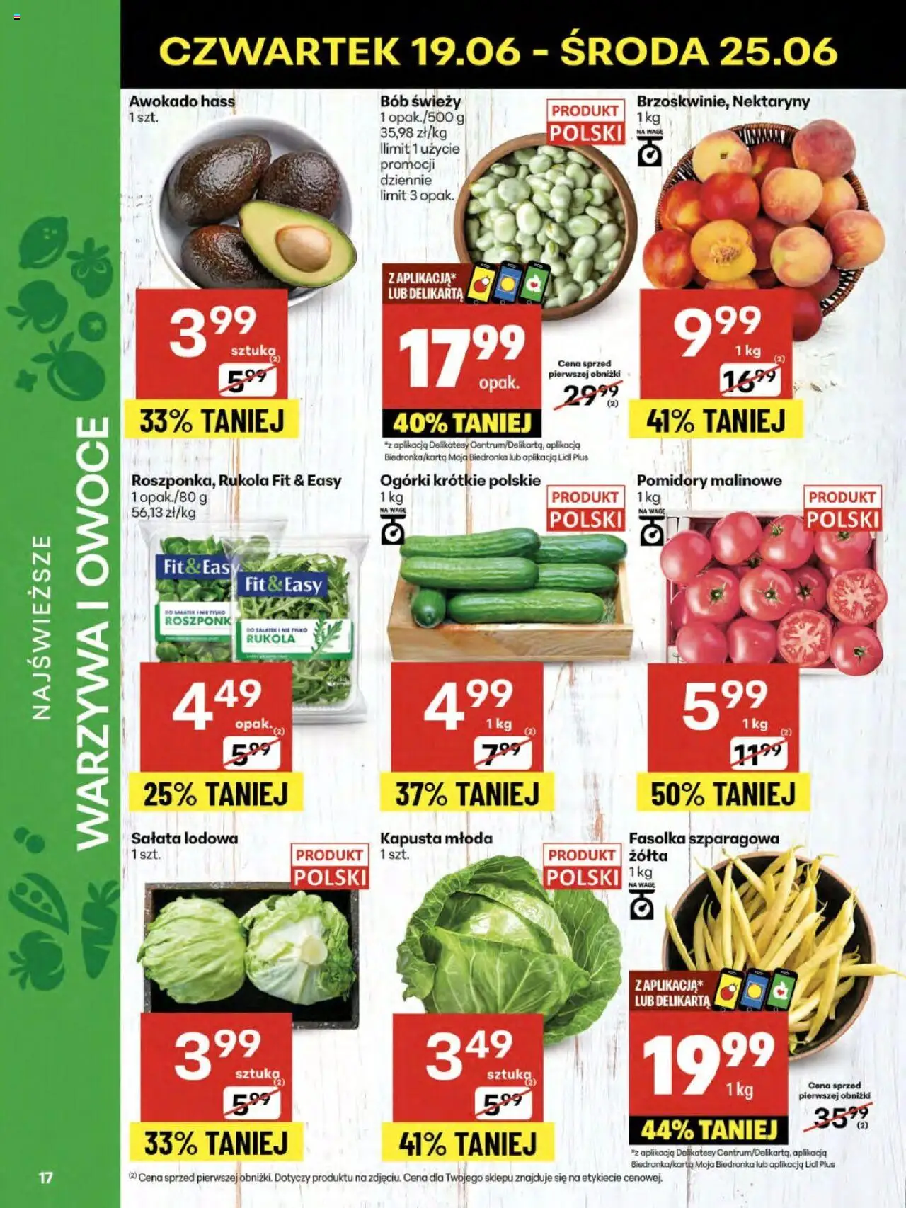 Delikatesy Centrum Gazetka od 19.06.2025 | Strona: 17 | Produkty: Kapusta, Rukola, Fasolka szparagowa, Ogórki