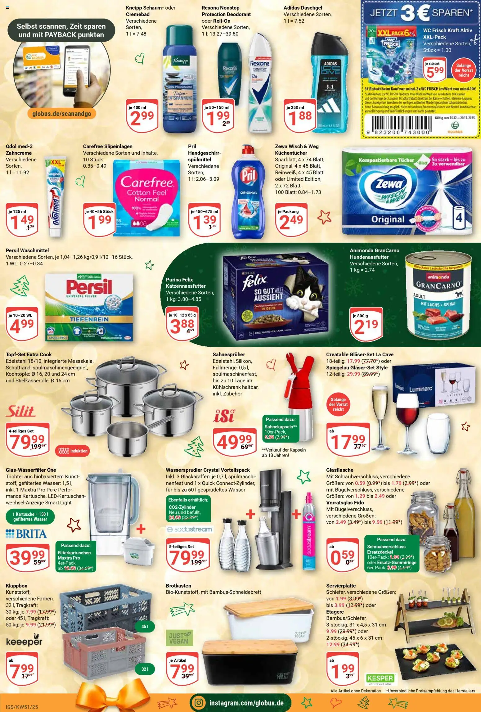 Globus Prospekt 	 – gültig ab 15.12.2025 | Seite: 4 | Produkte: Kühlschrank, Wasser, Waschmittel, Pril