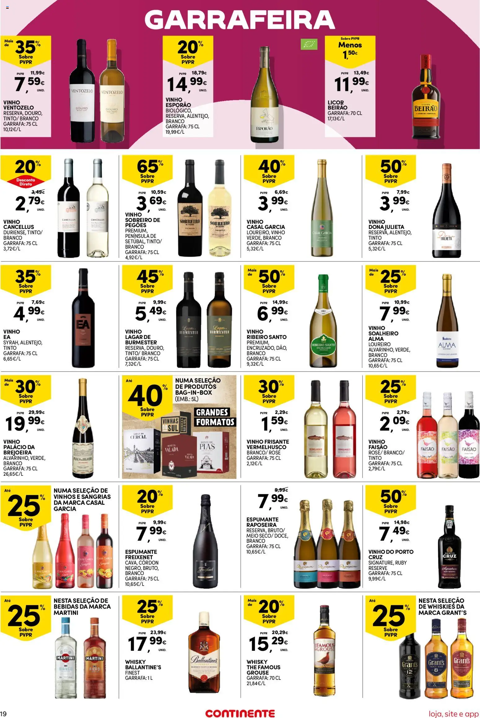 Continente Semanal Continente Bom Dia │ válido de 24.02.2026 | Página: 19 | Produtos: Whisky, Espumante, Licor, Vinho