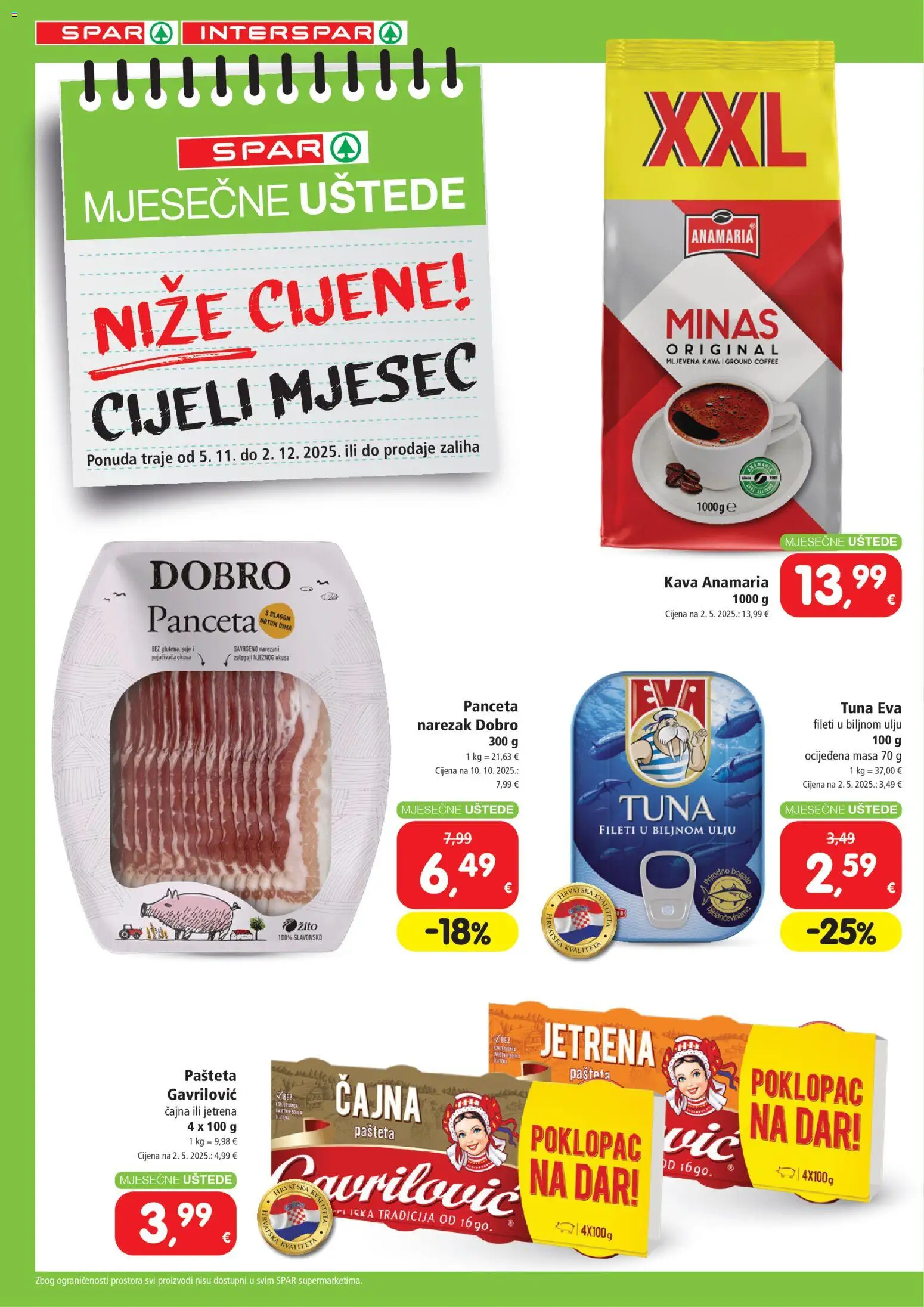 Spar katalog | vrijedi od 05.11.2025 | Stranica: 2 | Proizvodi: Mljevena kava, Kava, Narezak, Pašteta