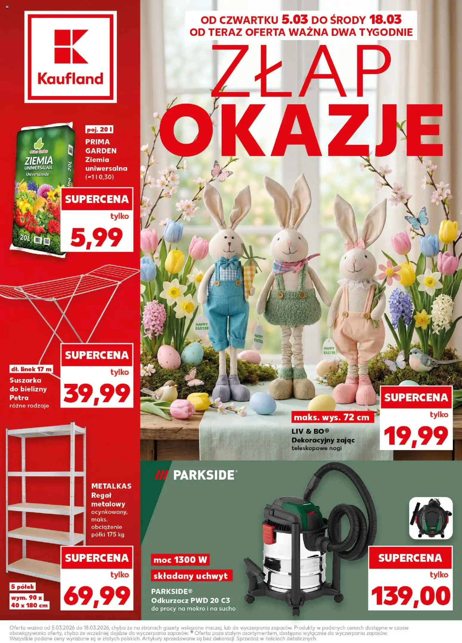 Kaufland Polsko leták - Złap okazje od 05.03.2026 | Strana: 1 | Produkty: Parkside, Regál